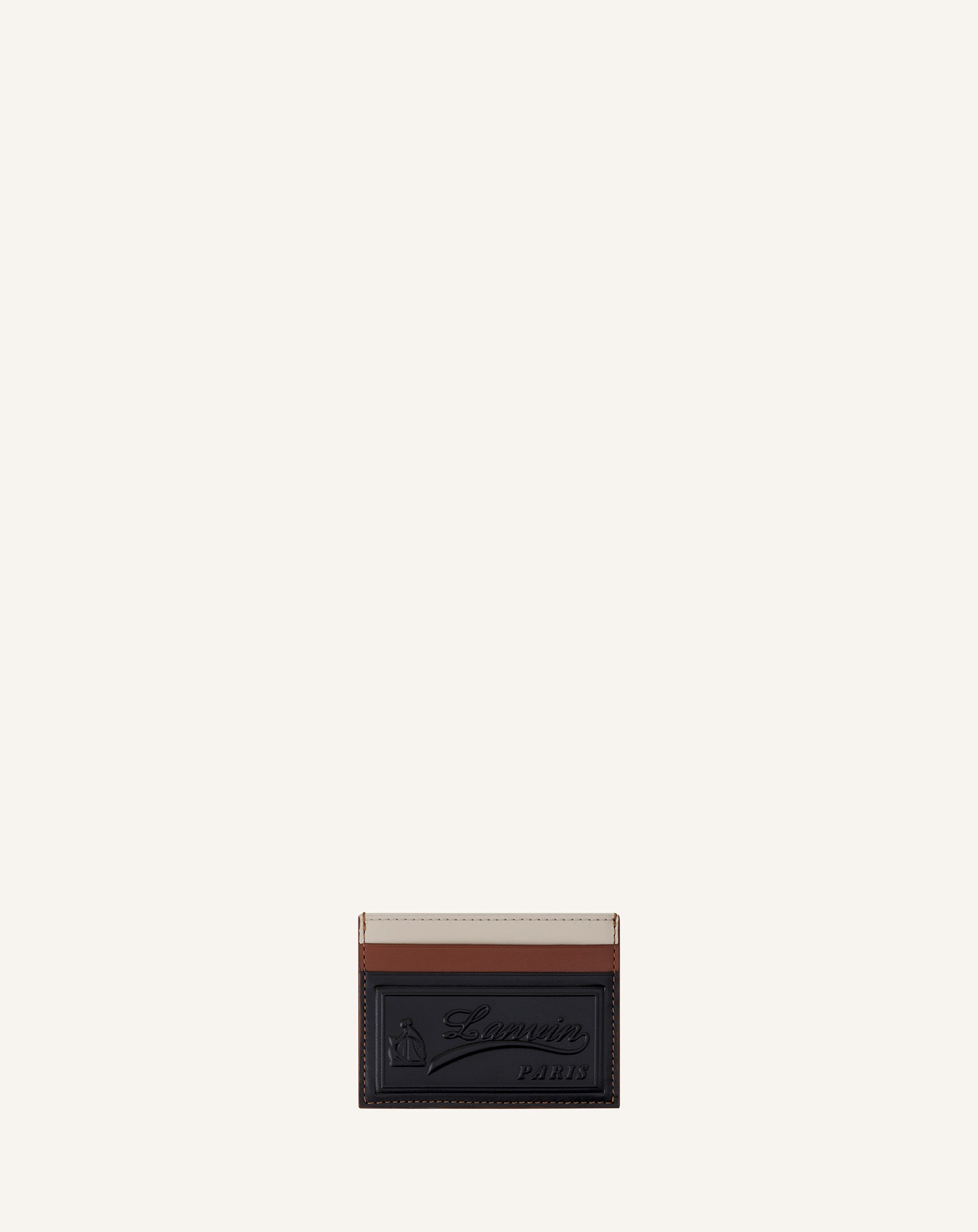 BLACK TRICOLOR LEATHER CARD HOLDER