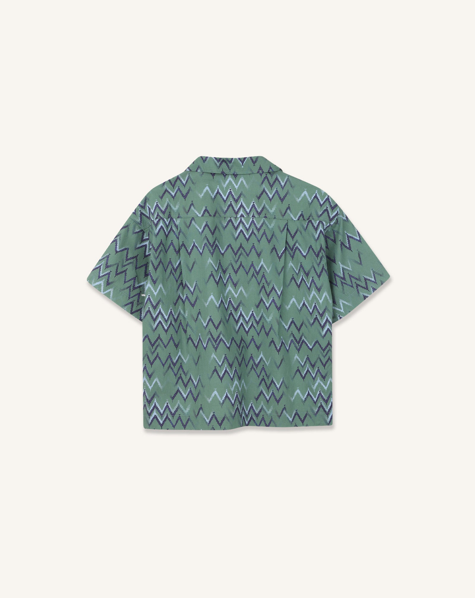 GREEN OVERSIZED PRINTED COTTON SHIRT