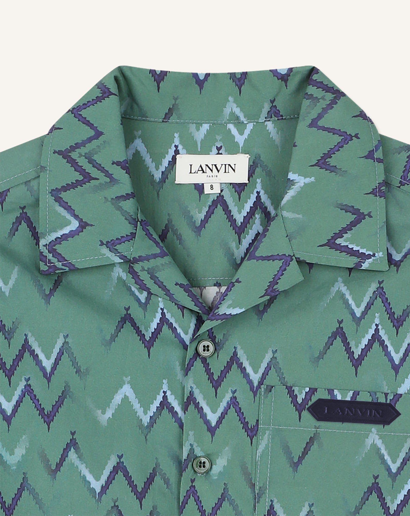 GREEN OVERSIZED PRINTED COTTON SHIRT