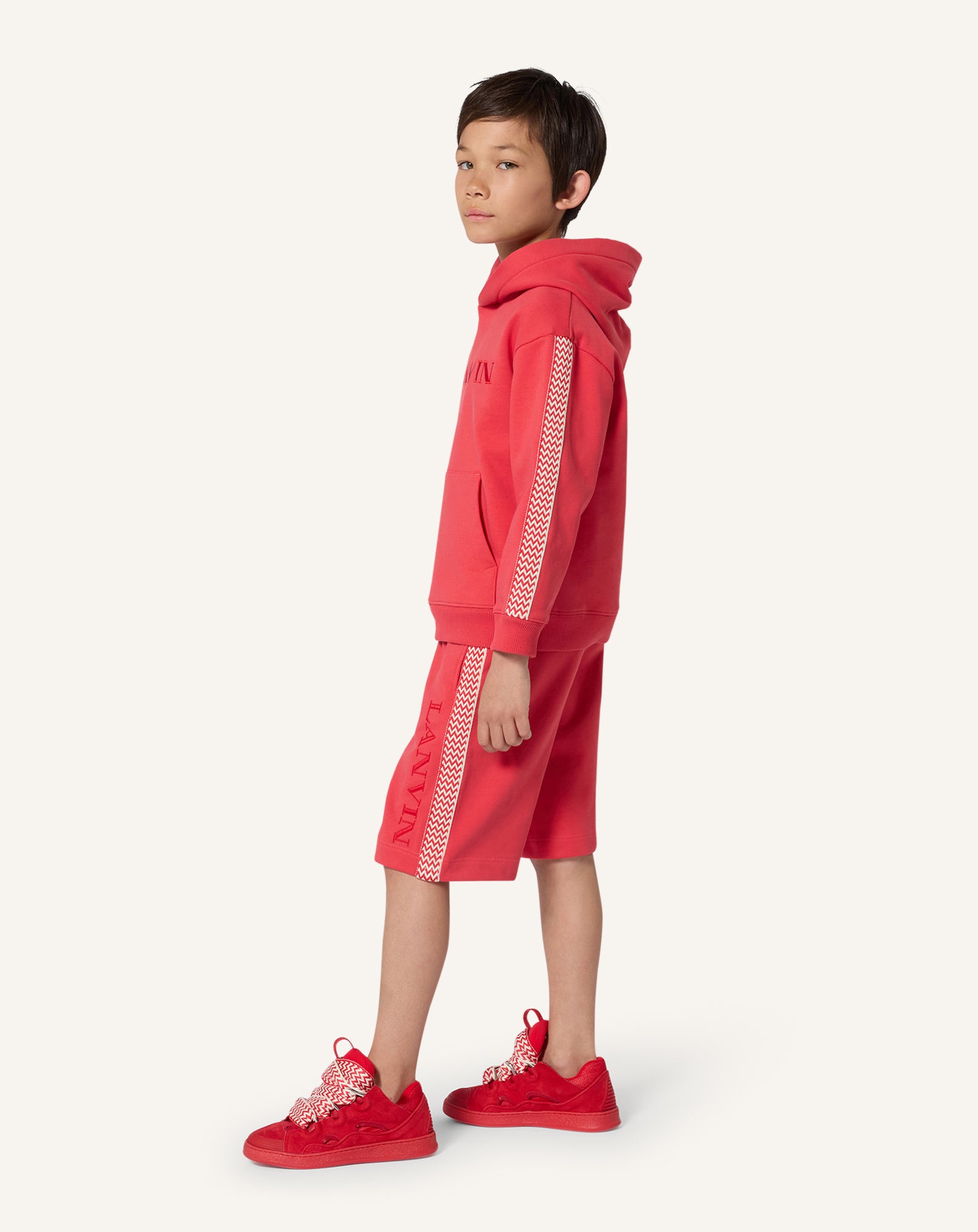 RED FLEECE BERMUDA SHORTS