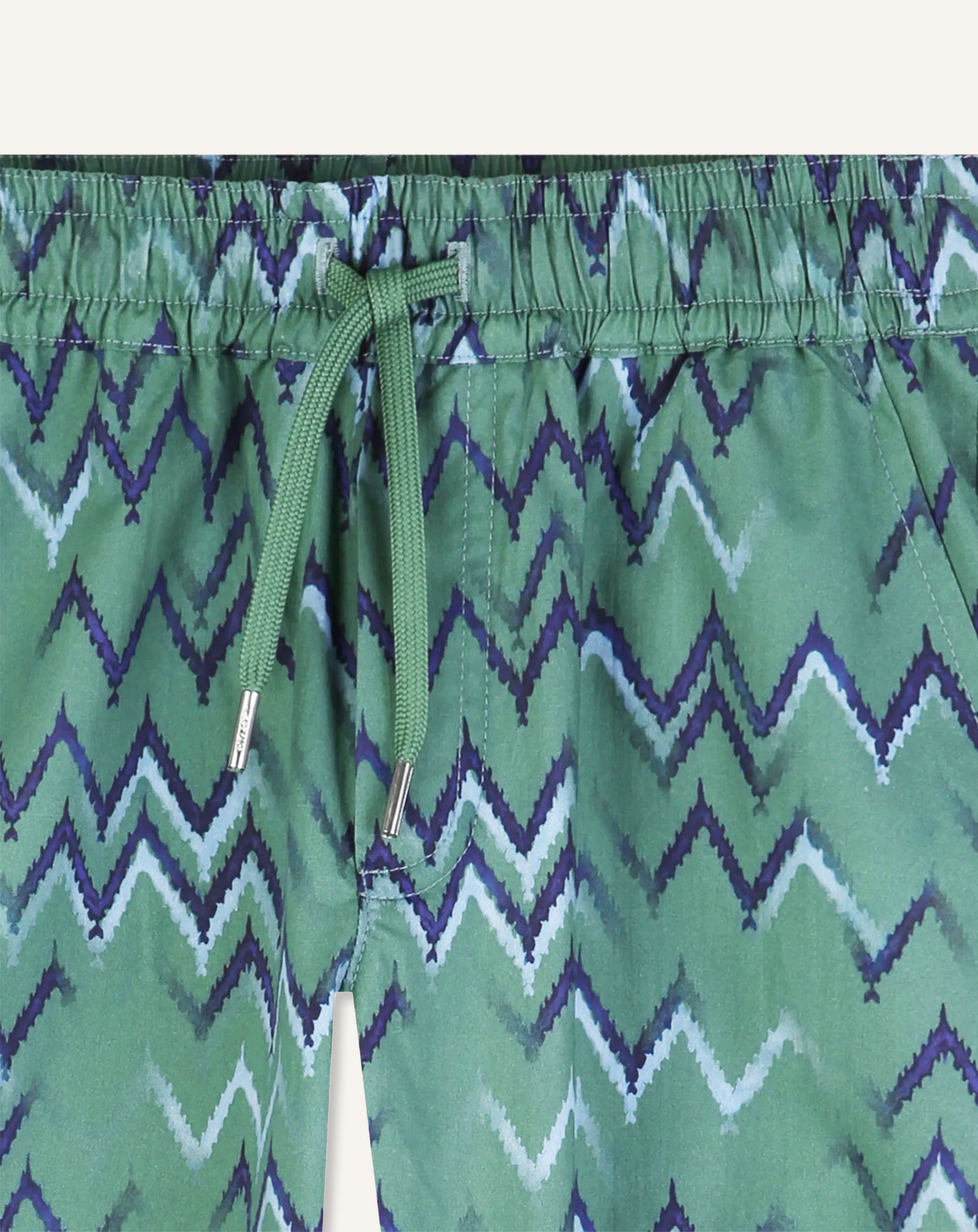 GREEN PRINTED COTTON POPLINE BERMUDA SHORTS