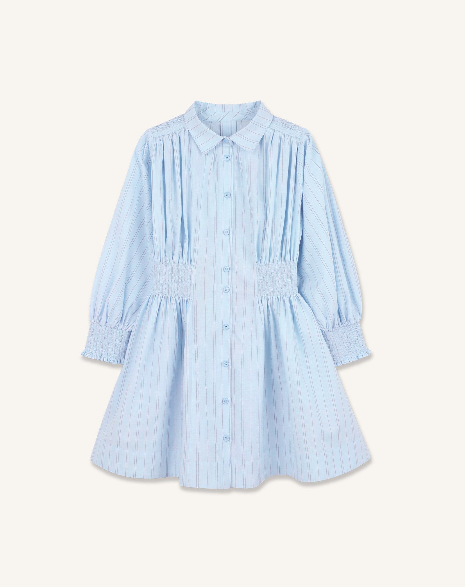 LONG SLEEVE SMOCK DRESS IN COTTON