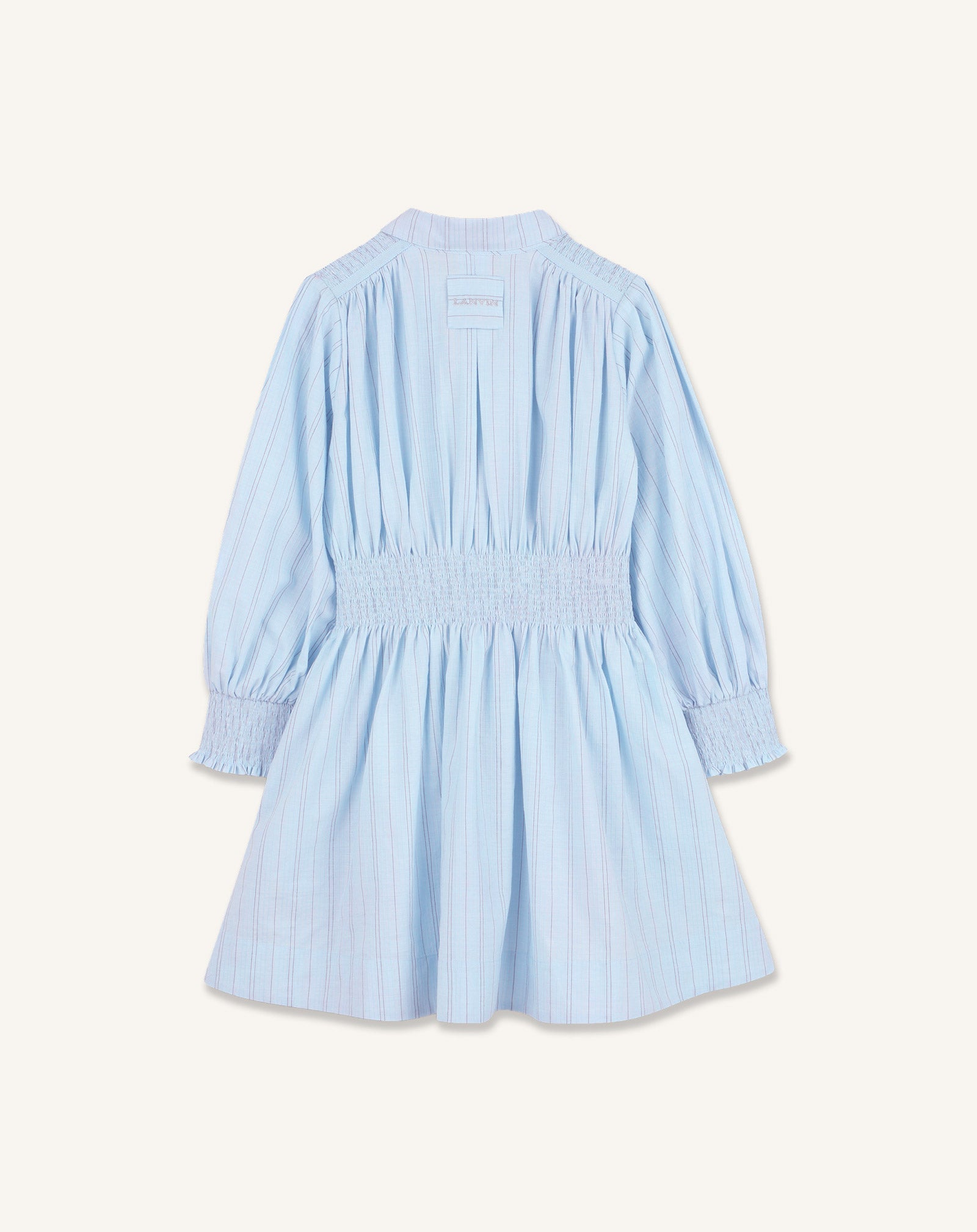 BLUE LONG SLEEVE SMOCK DRESS IN COTTON