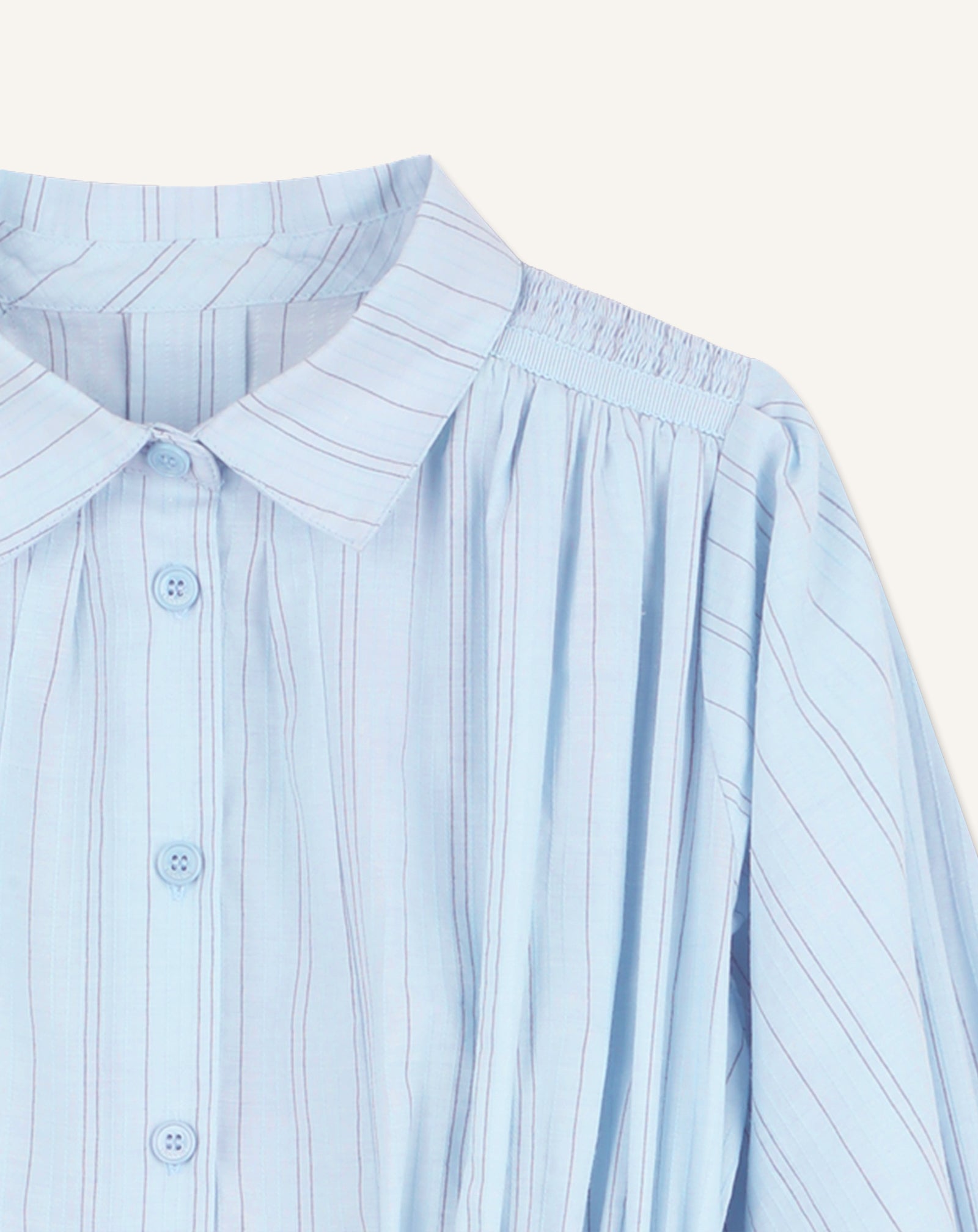 BLUE LONG SLEEVE SMOCK DRESS IN COTTON