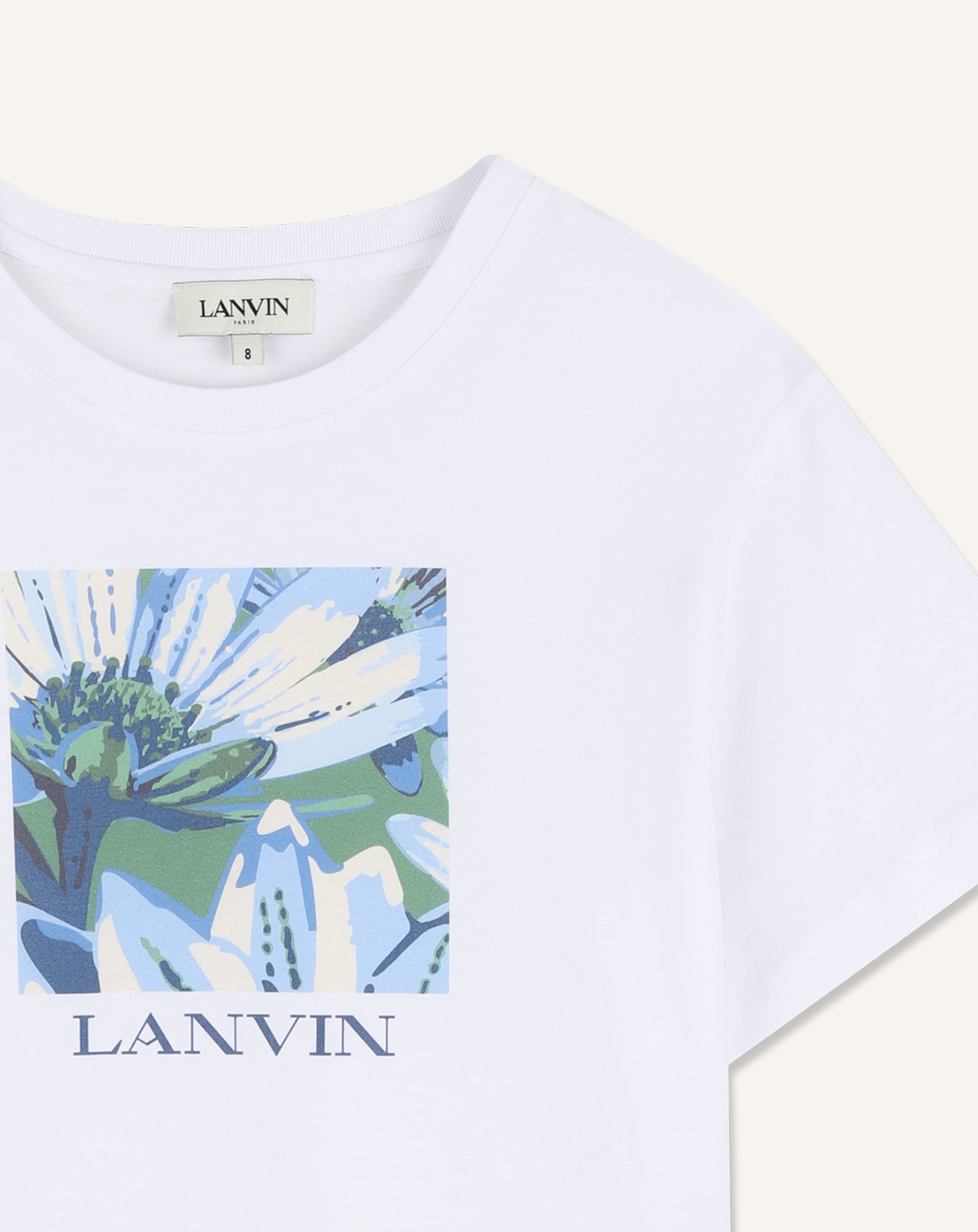 WHITE DAISY PRINT COTTON T-SHIRT