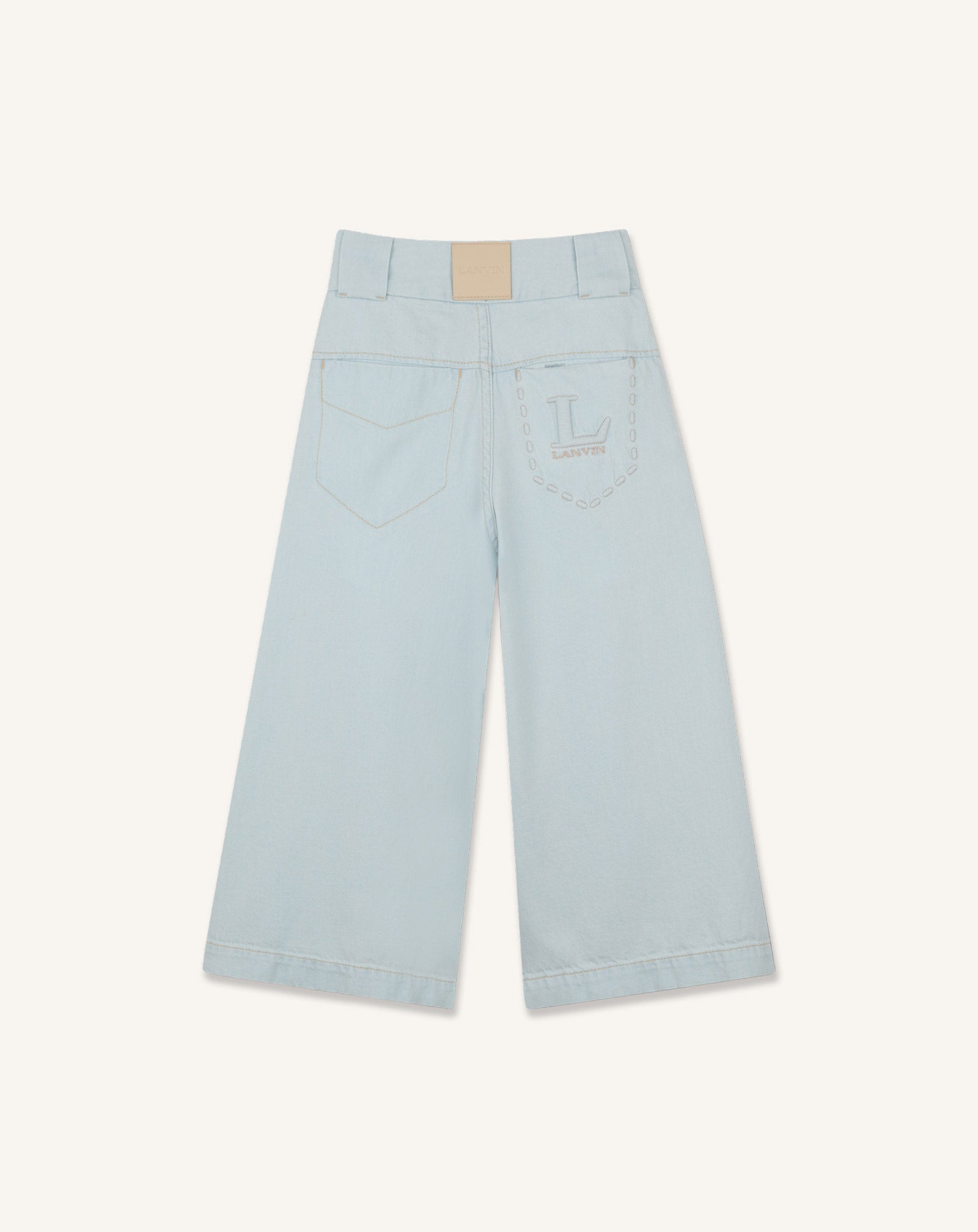BLUE WIDE-LEG DENIM PANTS