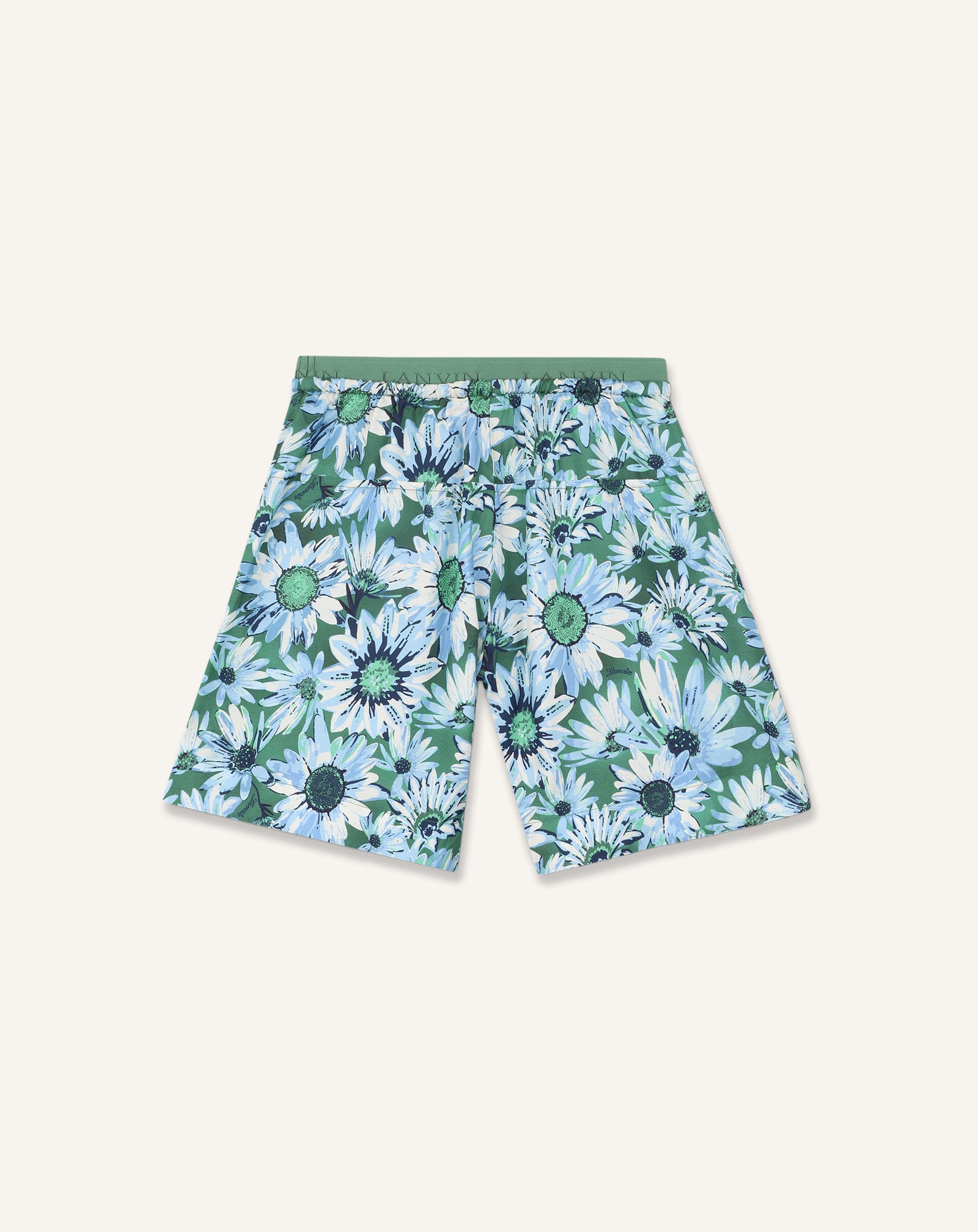 GREEN DAISY PRINT SHORTS