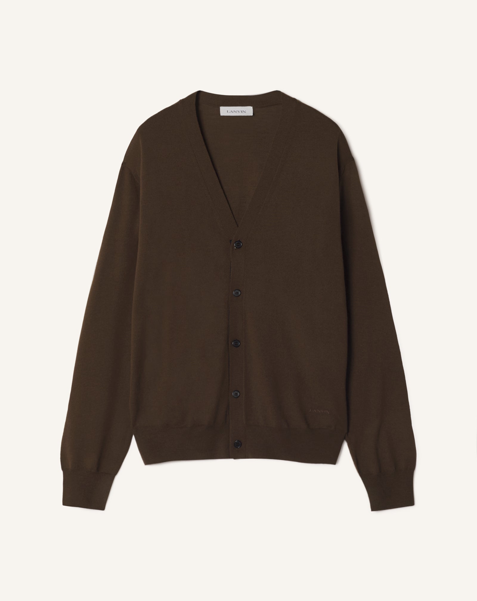 BLACK CLASSIC CARDIGAN IN MERINO WOOL