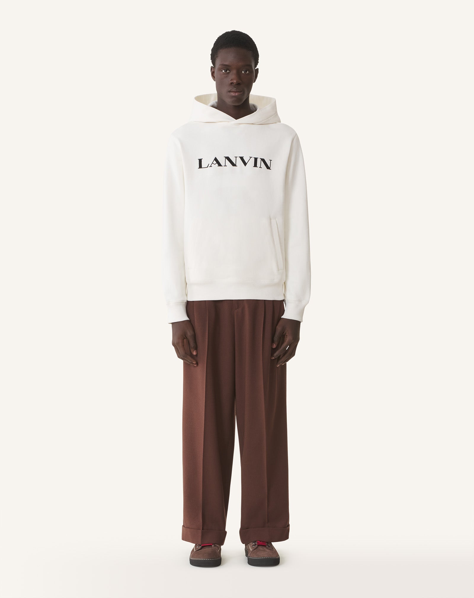White Lanvin Embroidered Cotton Hoodie | Lanvin