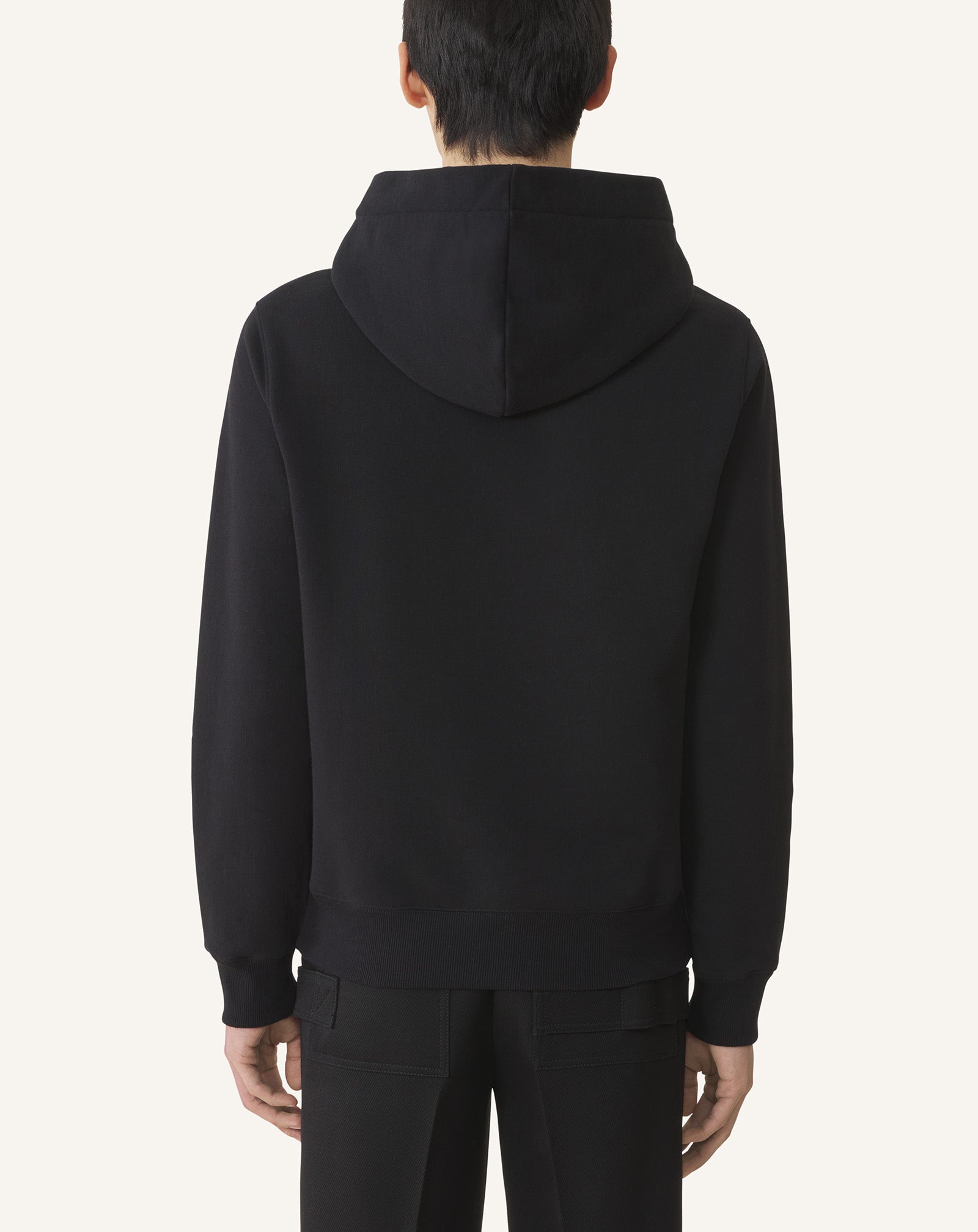BLACK LANVIN EMBROIDERED COTTON HOODIE