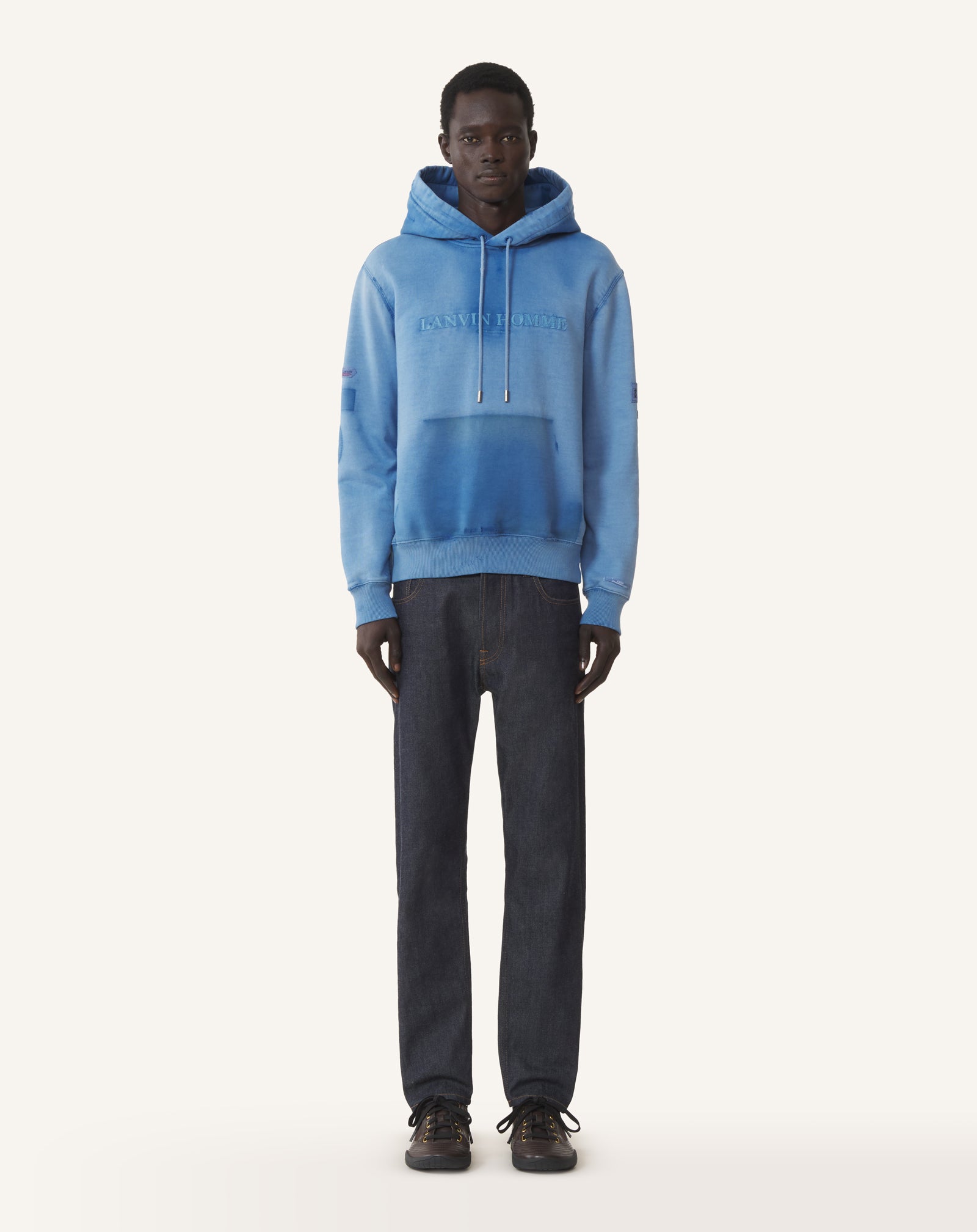 BLUE CENTENARY WORN EFFECT HOODIE