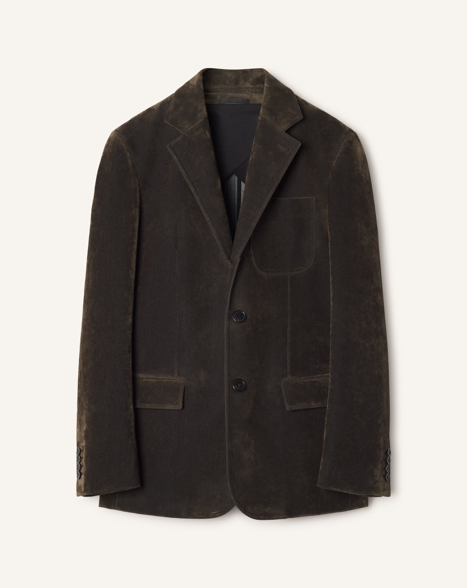 GREEN JACKET IN VELVET DENIM