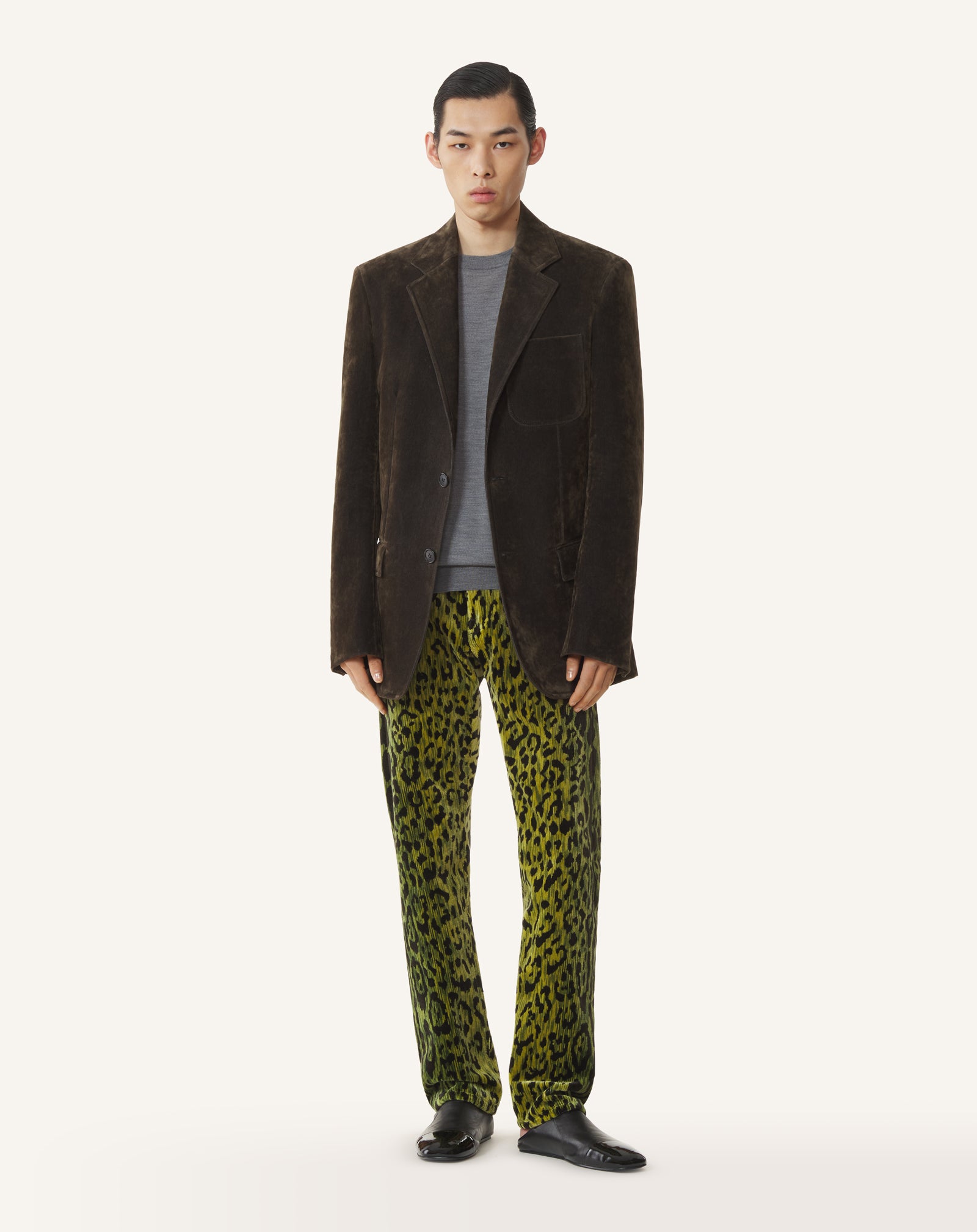GREEN JACKET IN VELVET DENIM
