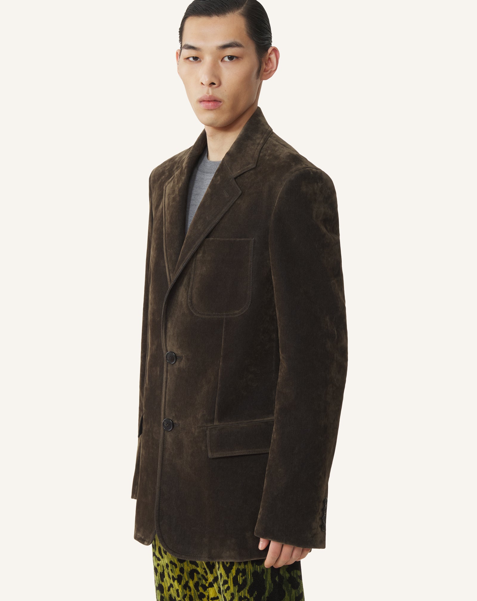 GREEN JACKET IN VELVET DENIM