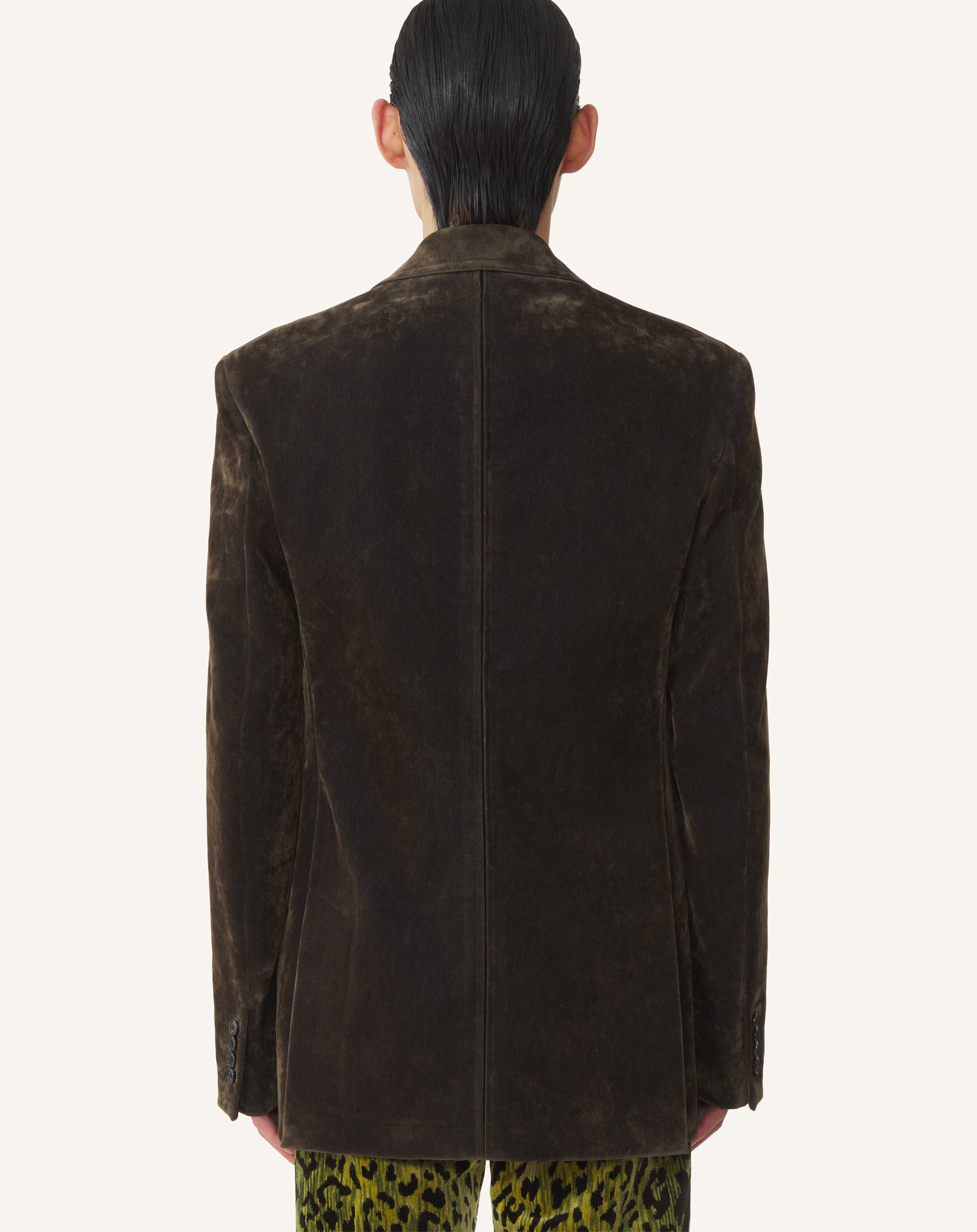 GREEN JACKET IN VELVET DENIM