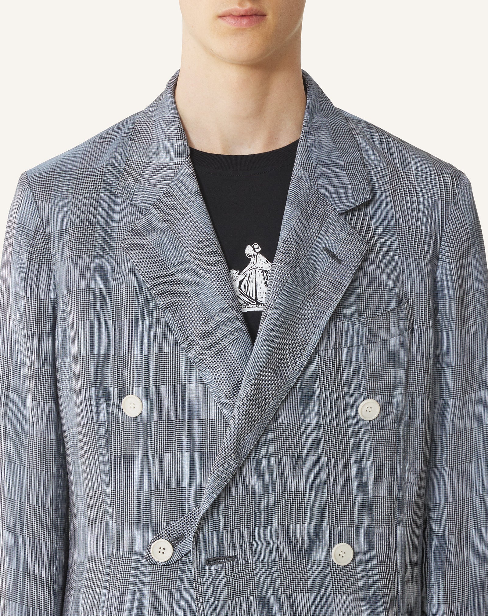 BLACK DOUBLE-BREASTED JACKET IN VISCOSE