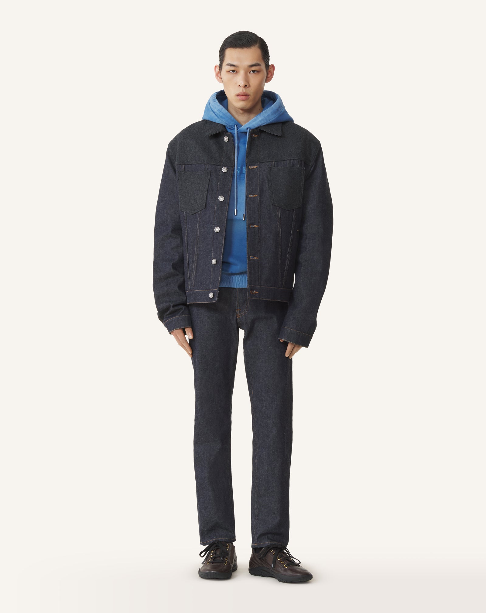 CLASSIC JACKET IN DENIM AND WOOL FLANNEL