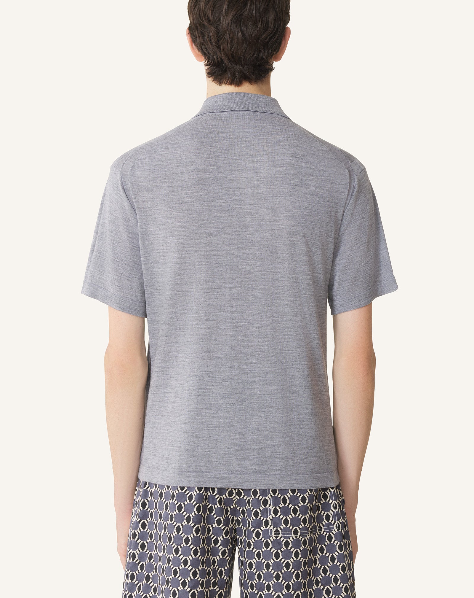 BLACK MERINO WOOL POLO SHIRT