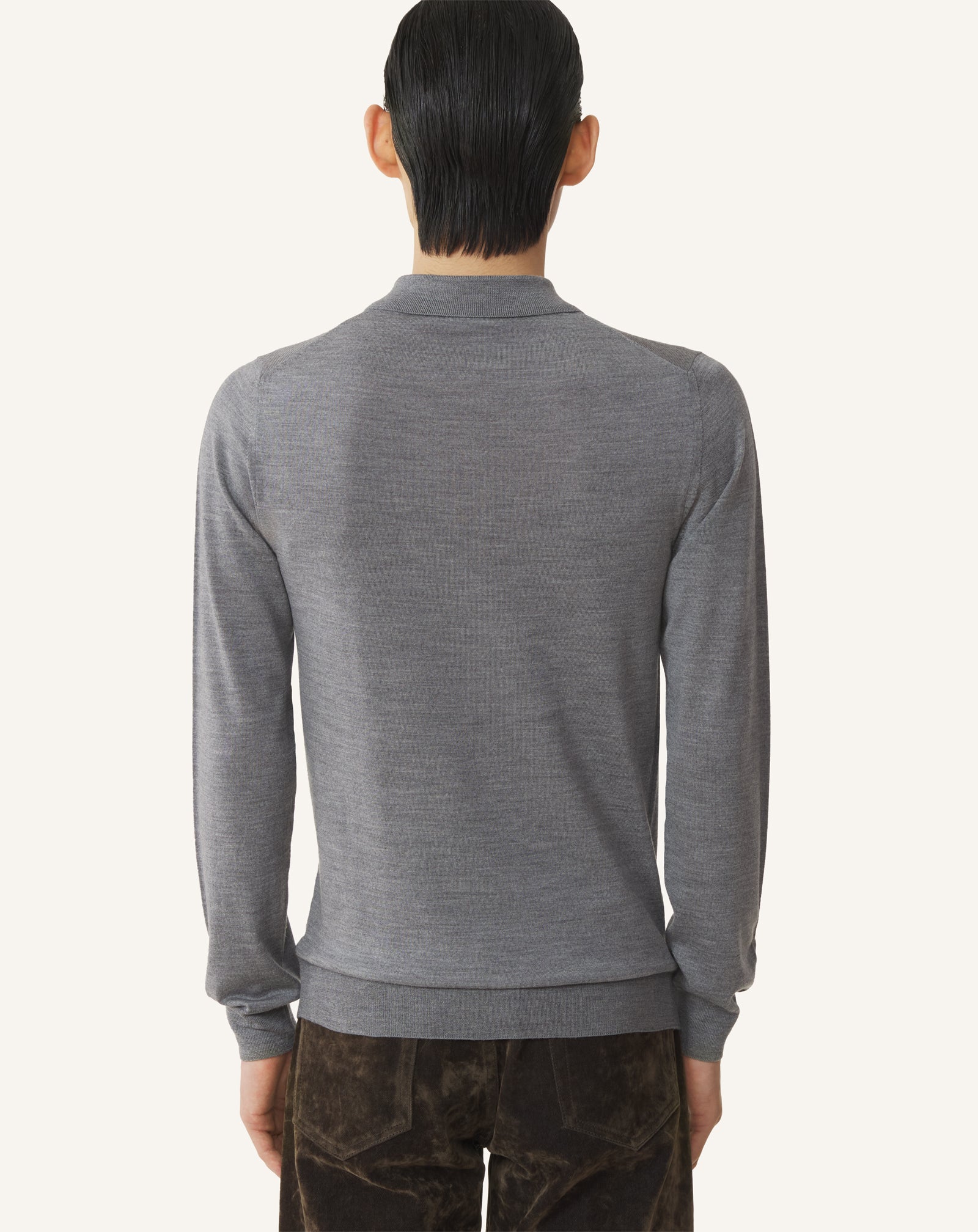 BLACK CLASSIC POLO SHIRT IN MERINO WOOL