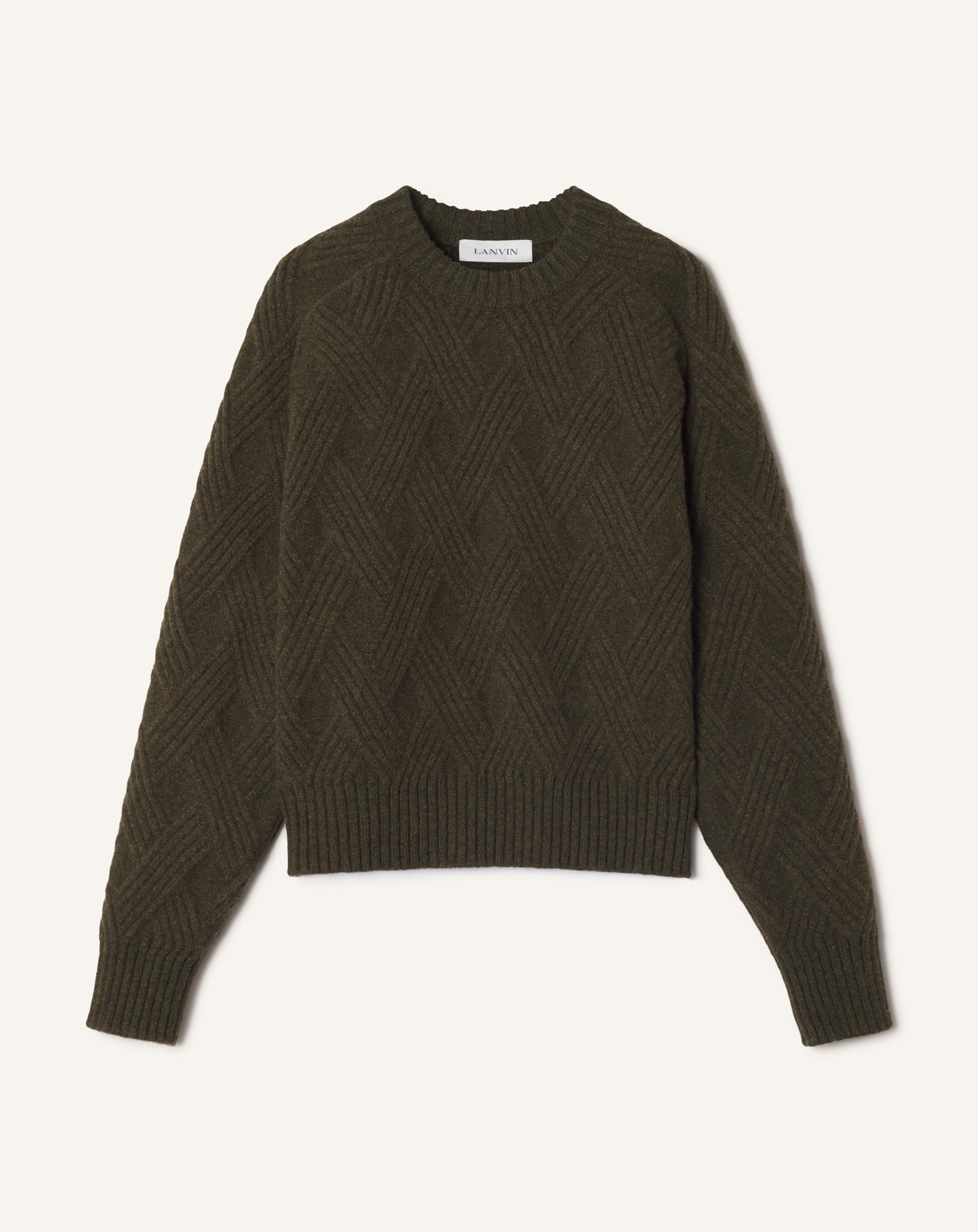 BLACK CABLE-KNIT WOOL SWEATER