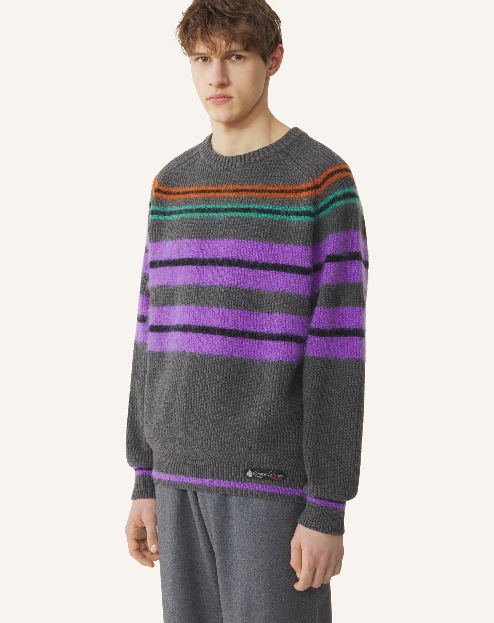 BLACK STRIPED SWEATER IN WOOL AND CASHMERE