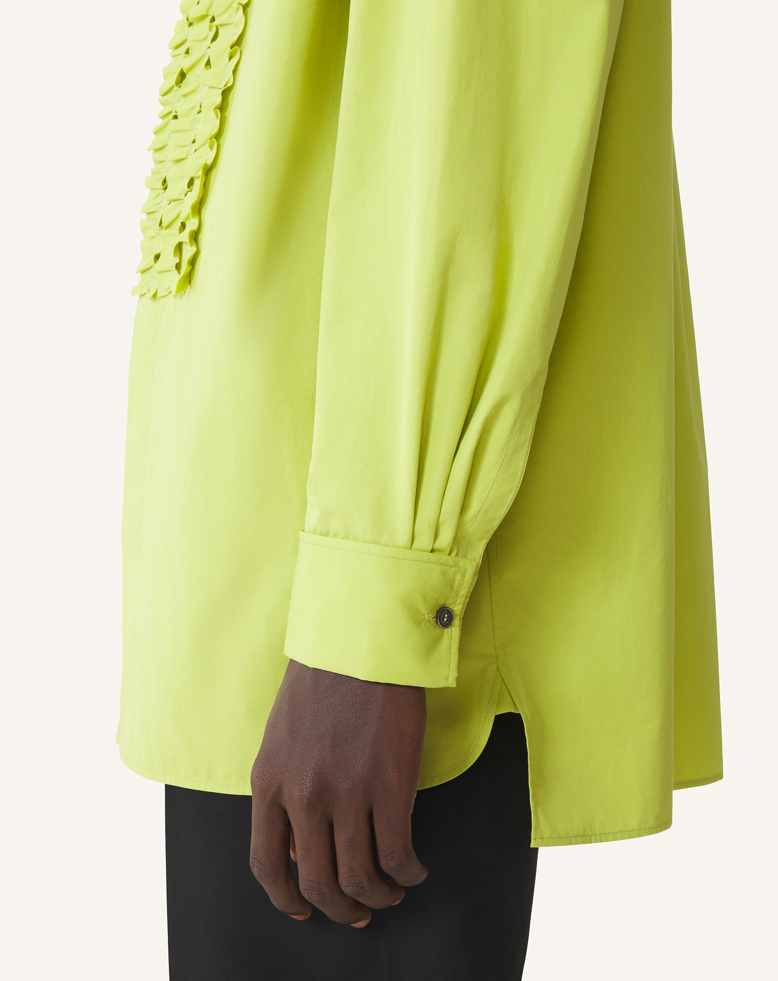 GREEN COTTON POPLIN BIB FRONT SHIRT