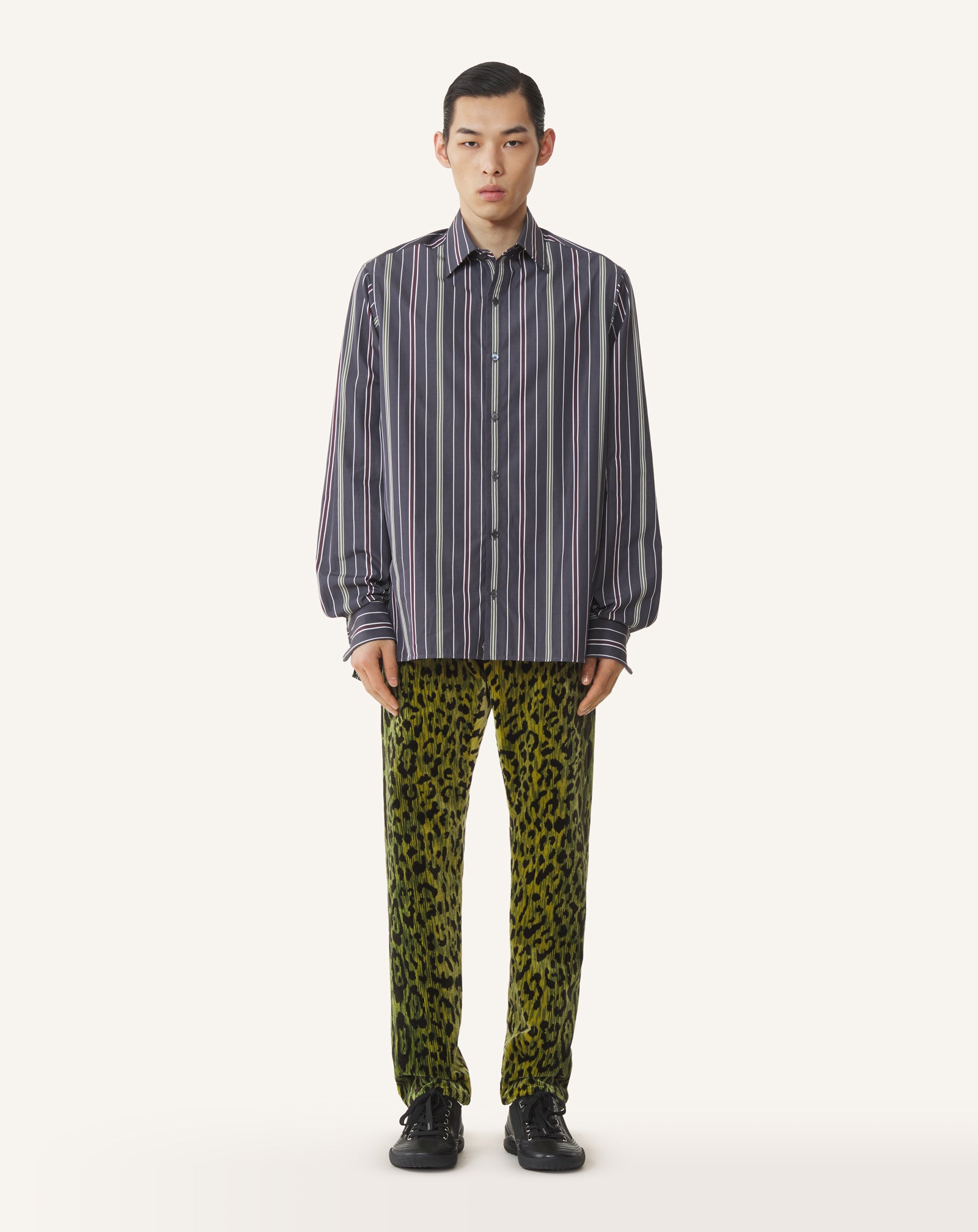 STRAIGHT-CUT STRIPED SHIRT IN COTTON POPLIN