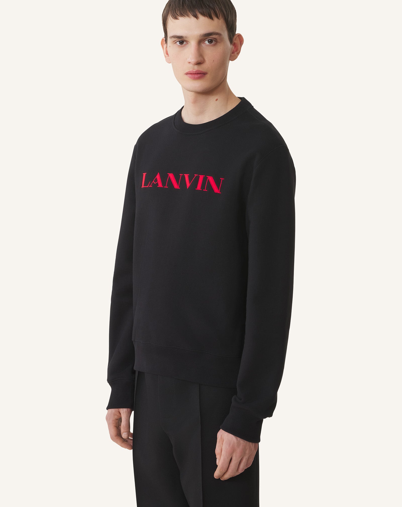 BLACK LANVIN EMBROIDERED COTTON SWEATSHIRT