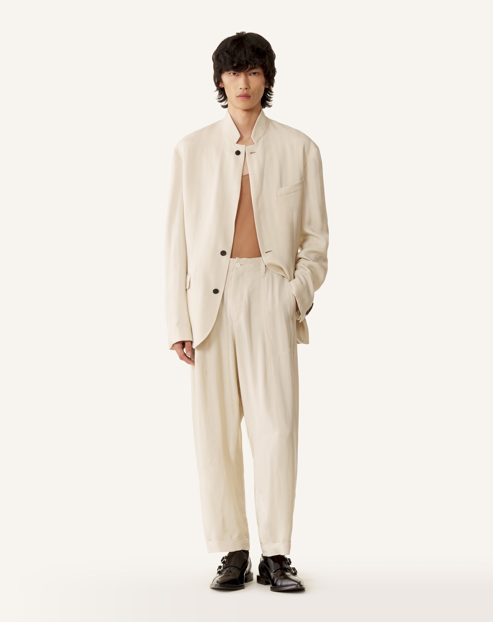 WHITE LOOSE-FIT PANTS IN VISCOSE