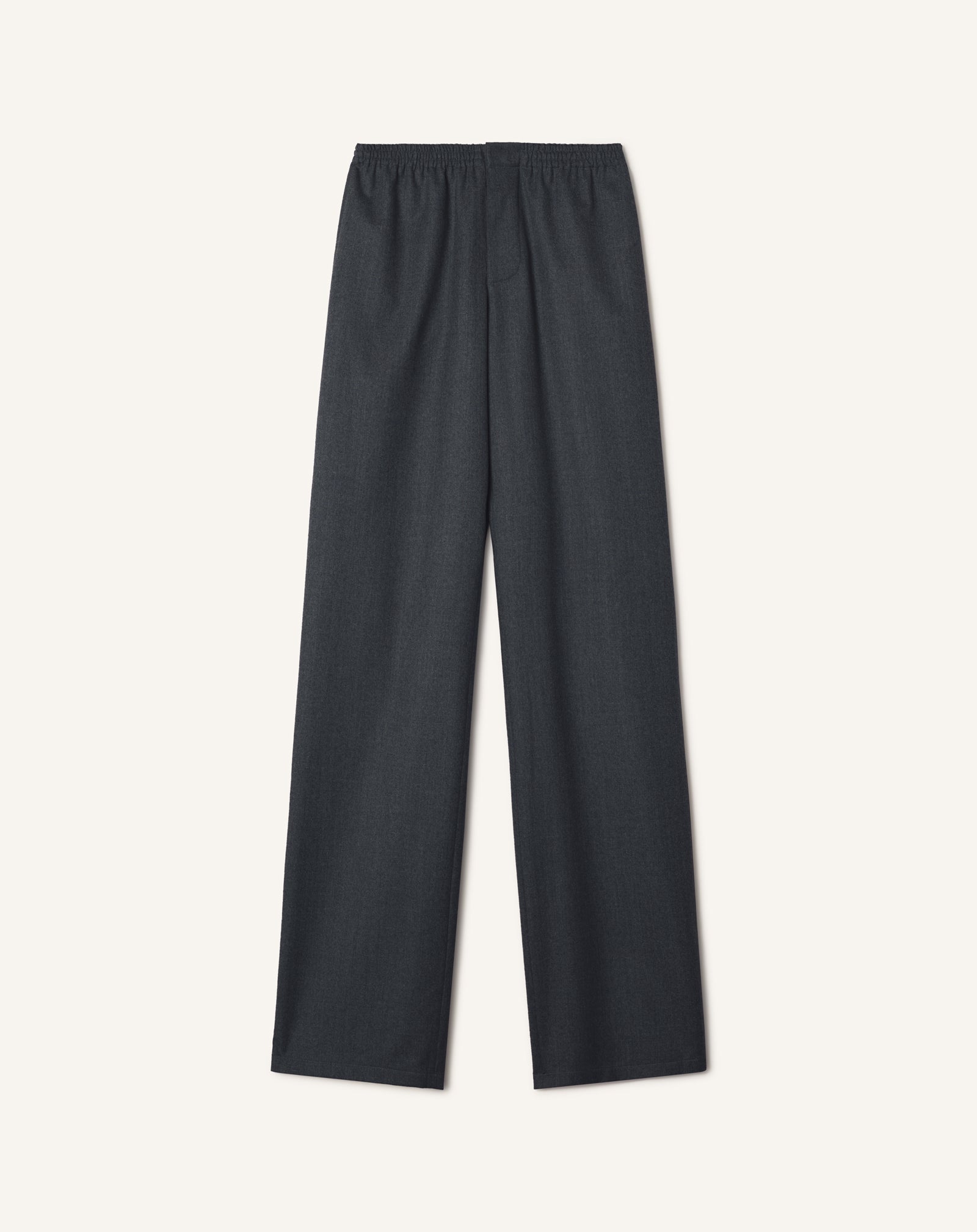 BLACK FLUID WOOL FLANNEL TROUSERS