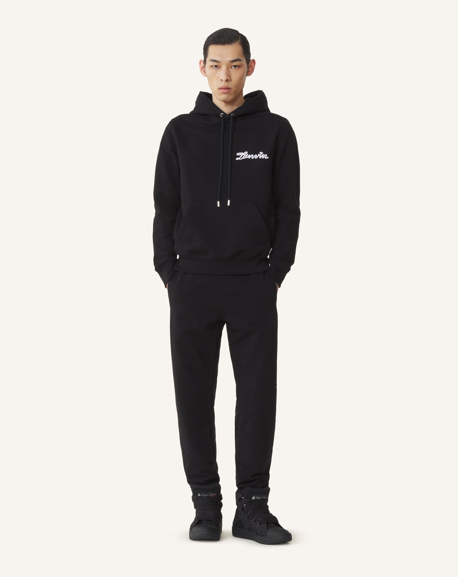 BLACK LANVIN RIBBON JOGGING PANTS IN COTTON