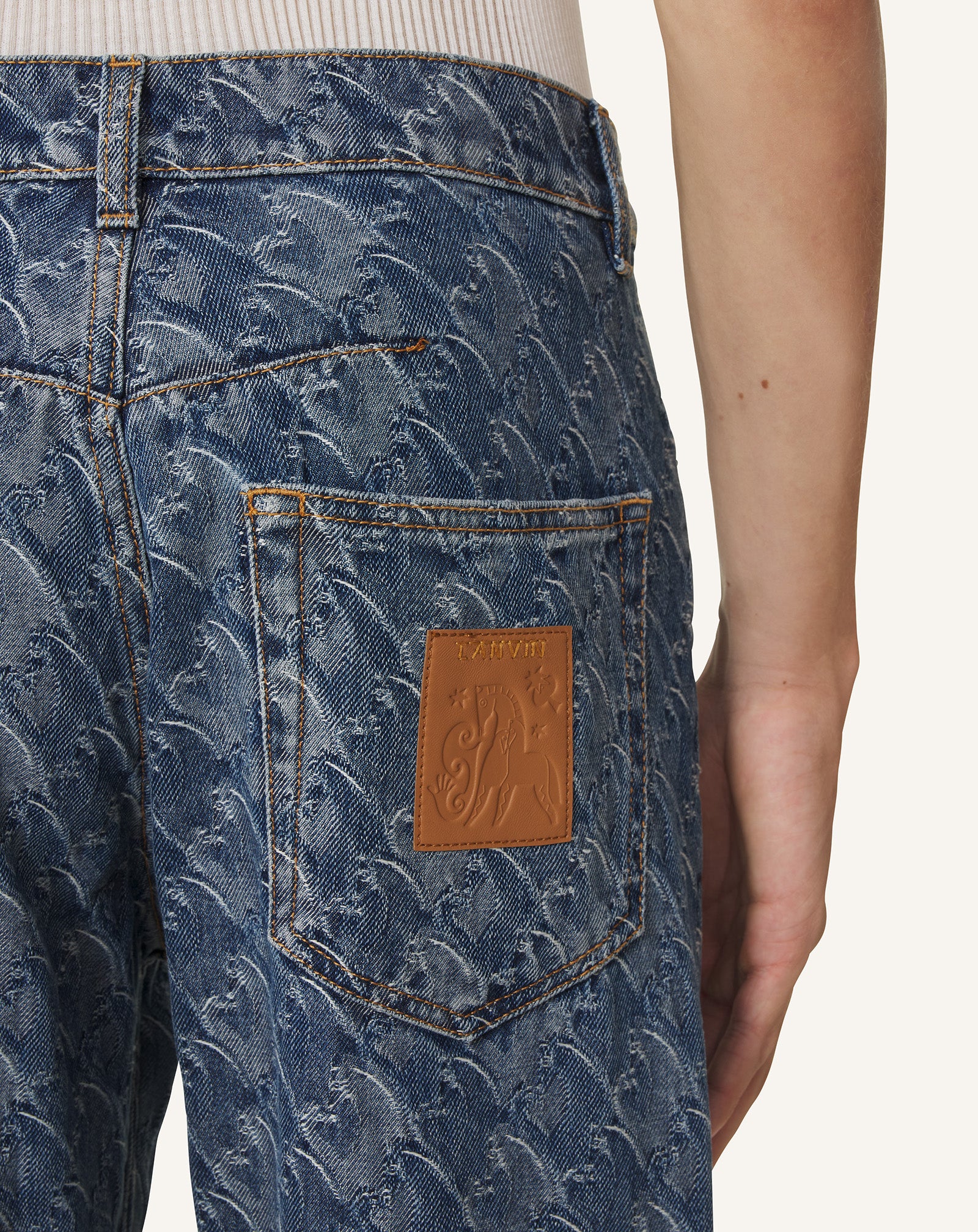 BLUE LUNAR YEAR JACQUARD DENIM PANTS