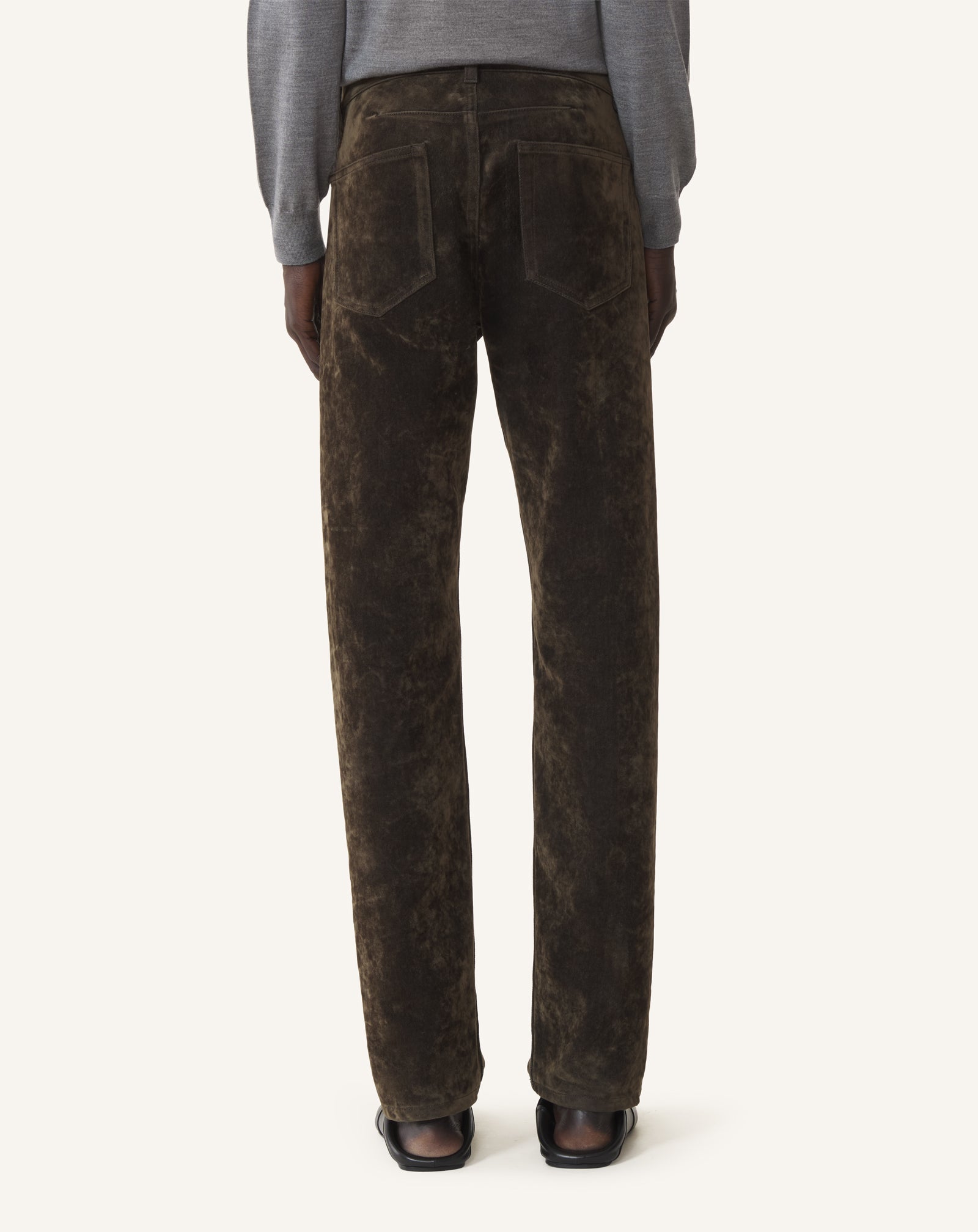 GREEN STRAIGHT-LEG TROUSERS IN VELVET DENIM
