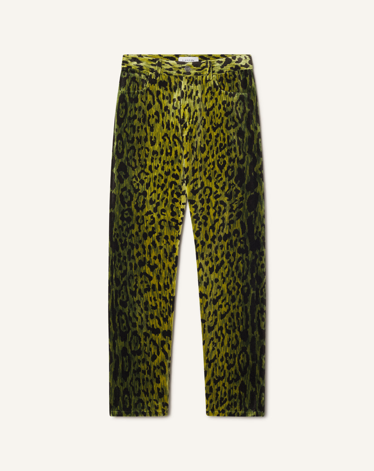 GREEN STRAIGHT-LEG TROUSERS IN BEVILACQUA LEOPARD PRINT