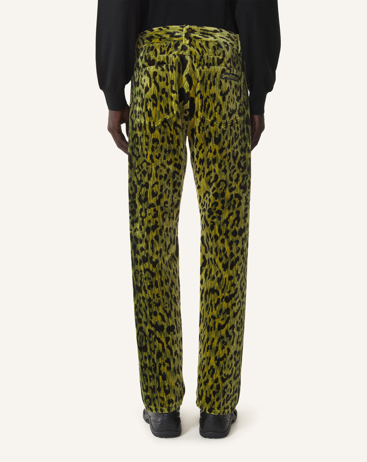 GREEN STRAIGHT-LEG TROUSERS IN BEVILACQUA LEOPARD PRINT