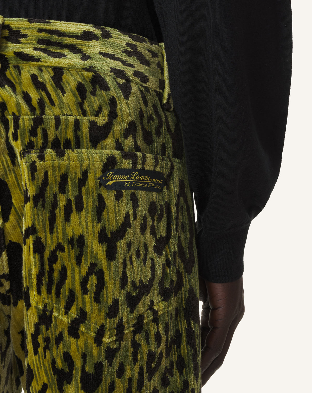 GREEN STRAIGHT-LEG TROUSERS IN BEVILACQUA LEOPARD PRINT