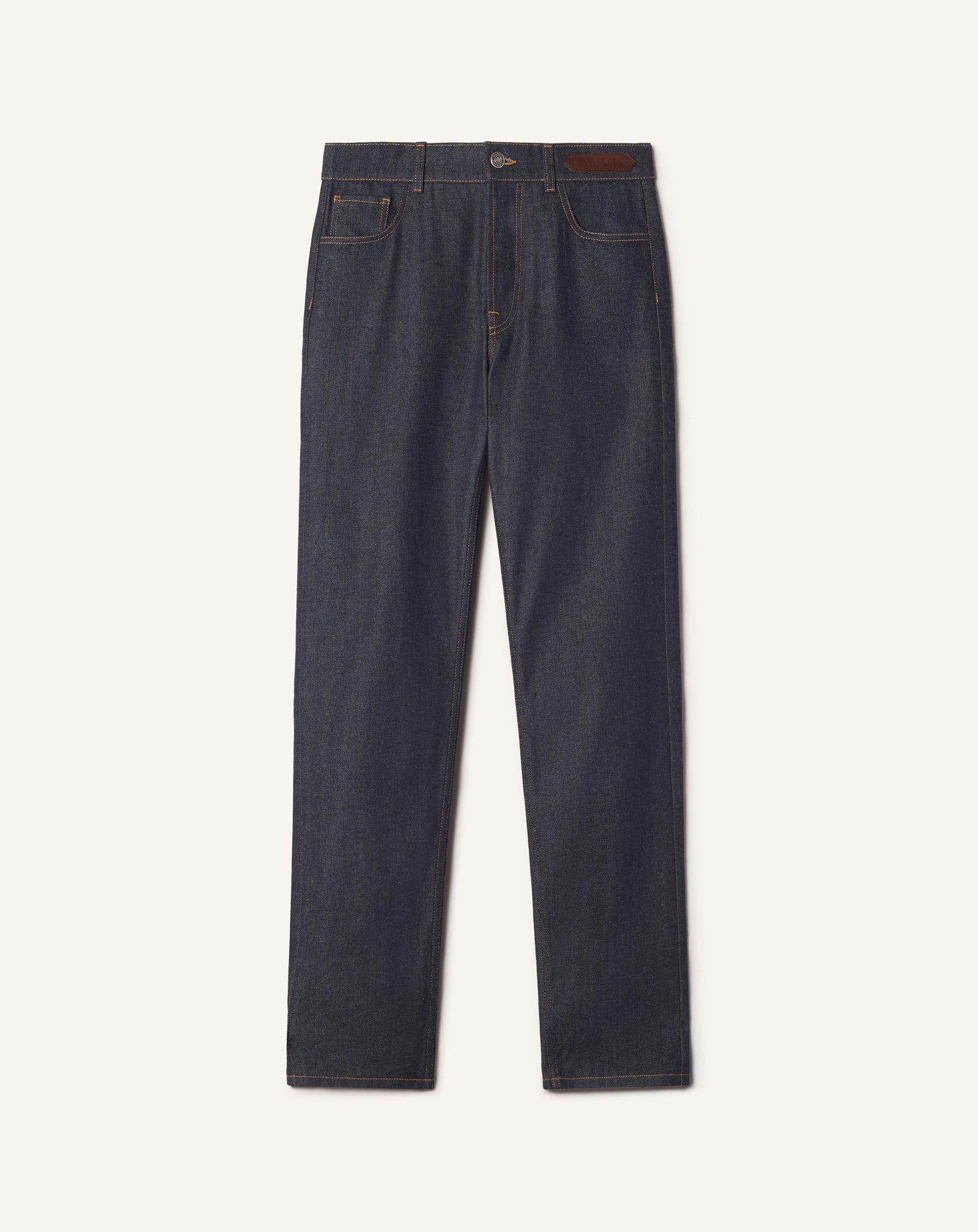 BLUE STRAIGHT-LEG DENIM PANTS