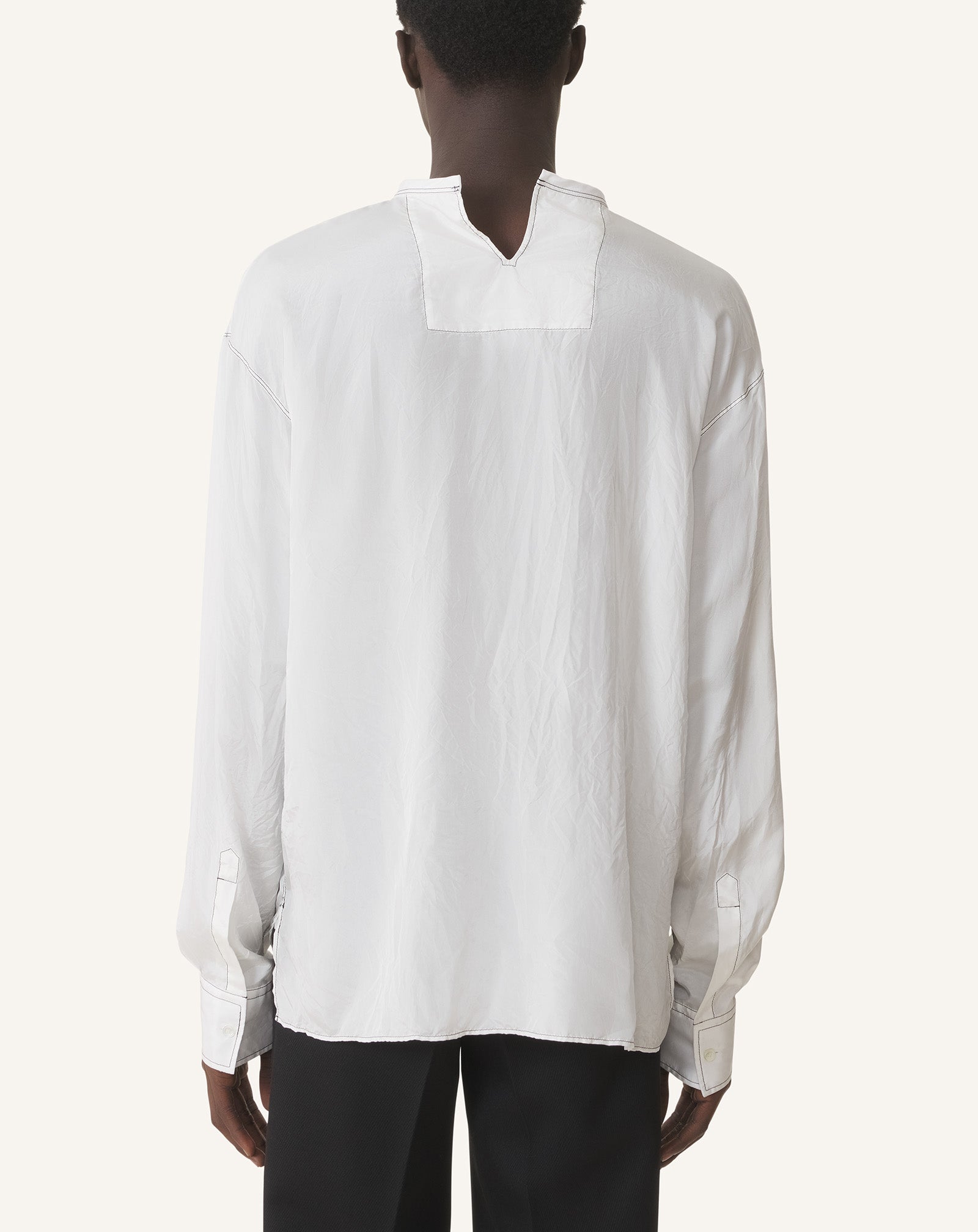 WHITE PLEATED SILK TOP