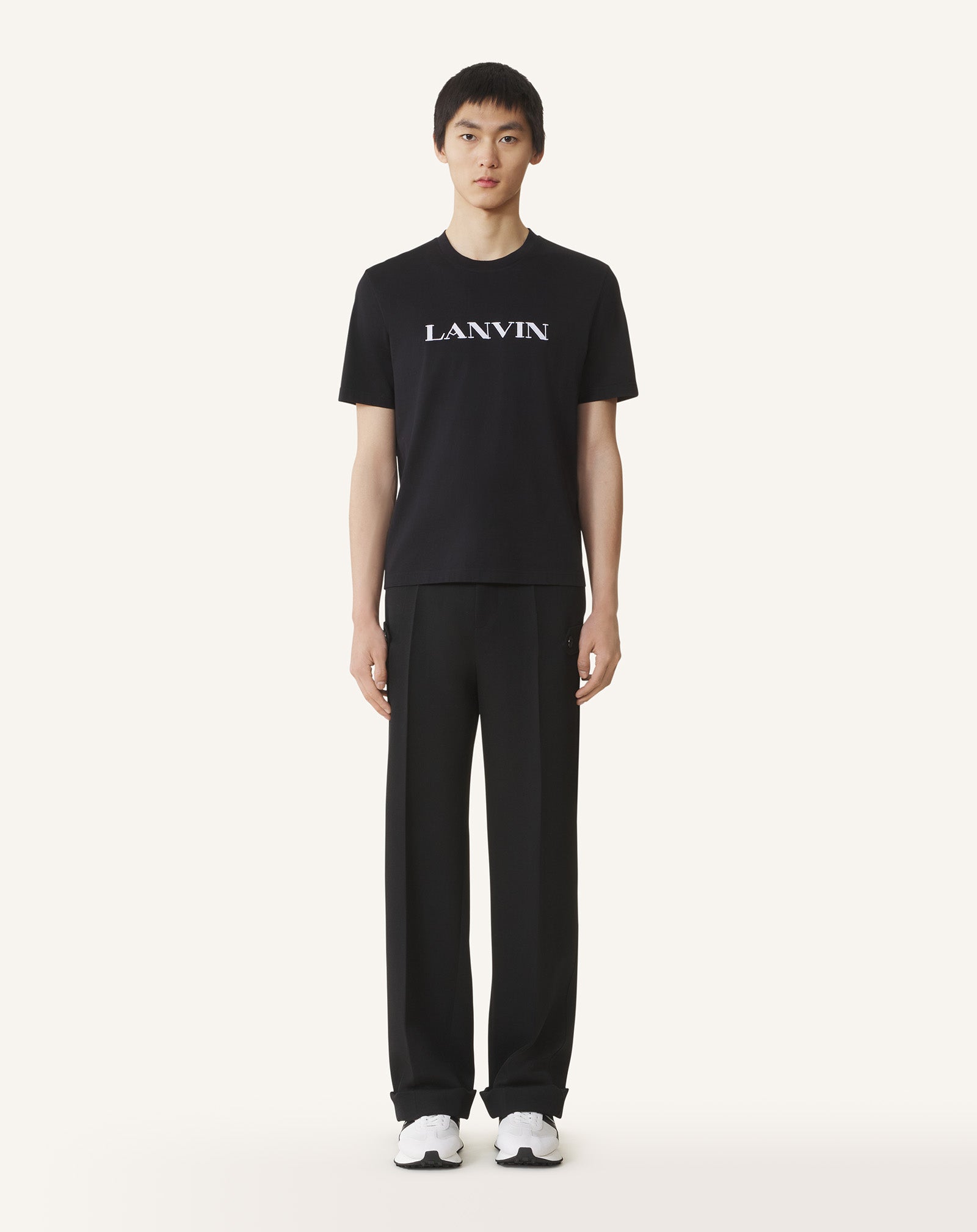 BLACK LANVIN EMBROIDERED COTTON T-SHIRT