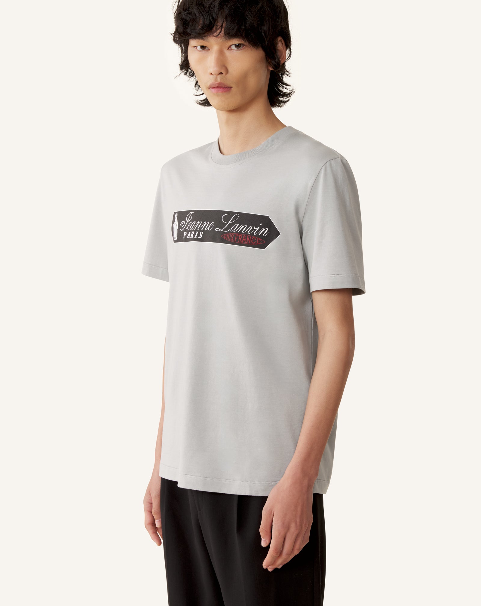 GREY PRINTED LANVIN SIGNATURE LABEL T-SHIRT