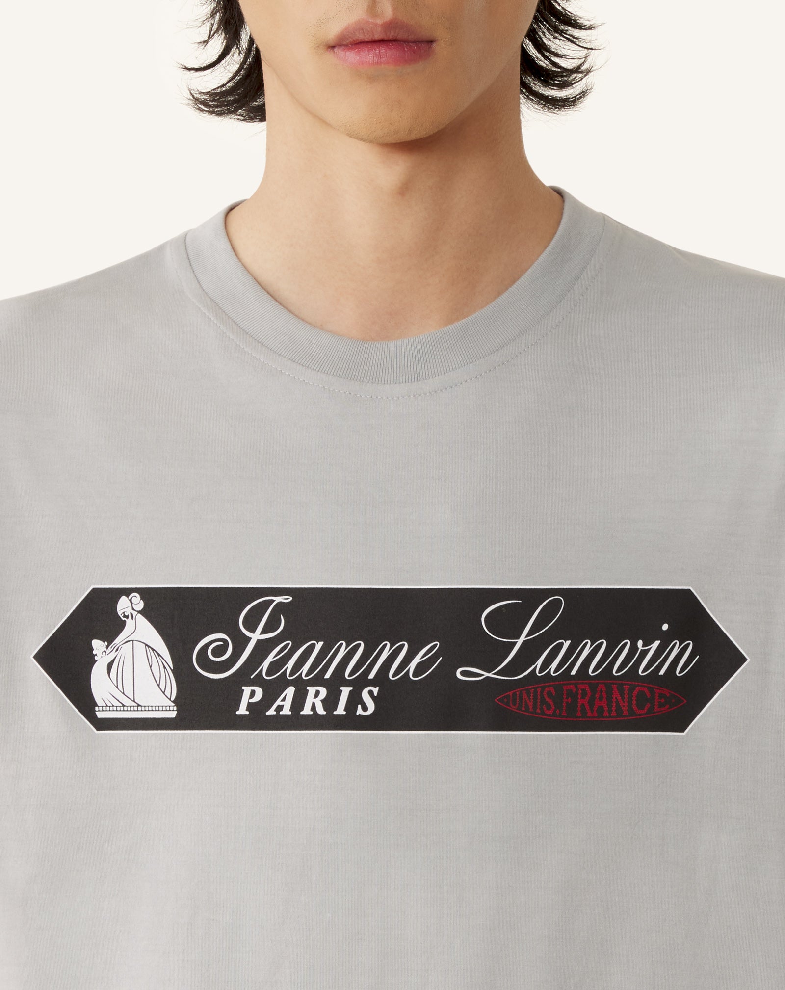 GREY PRINTED LANVIN SIGNATURE LABEL T-SHIRT