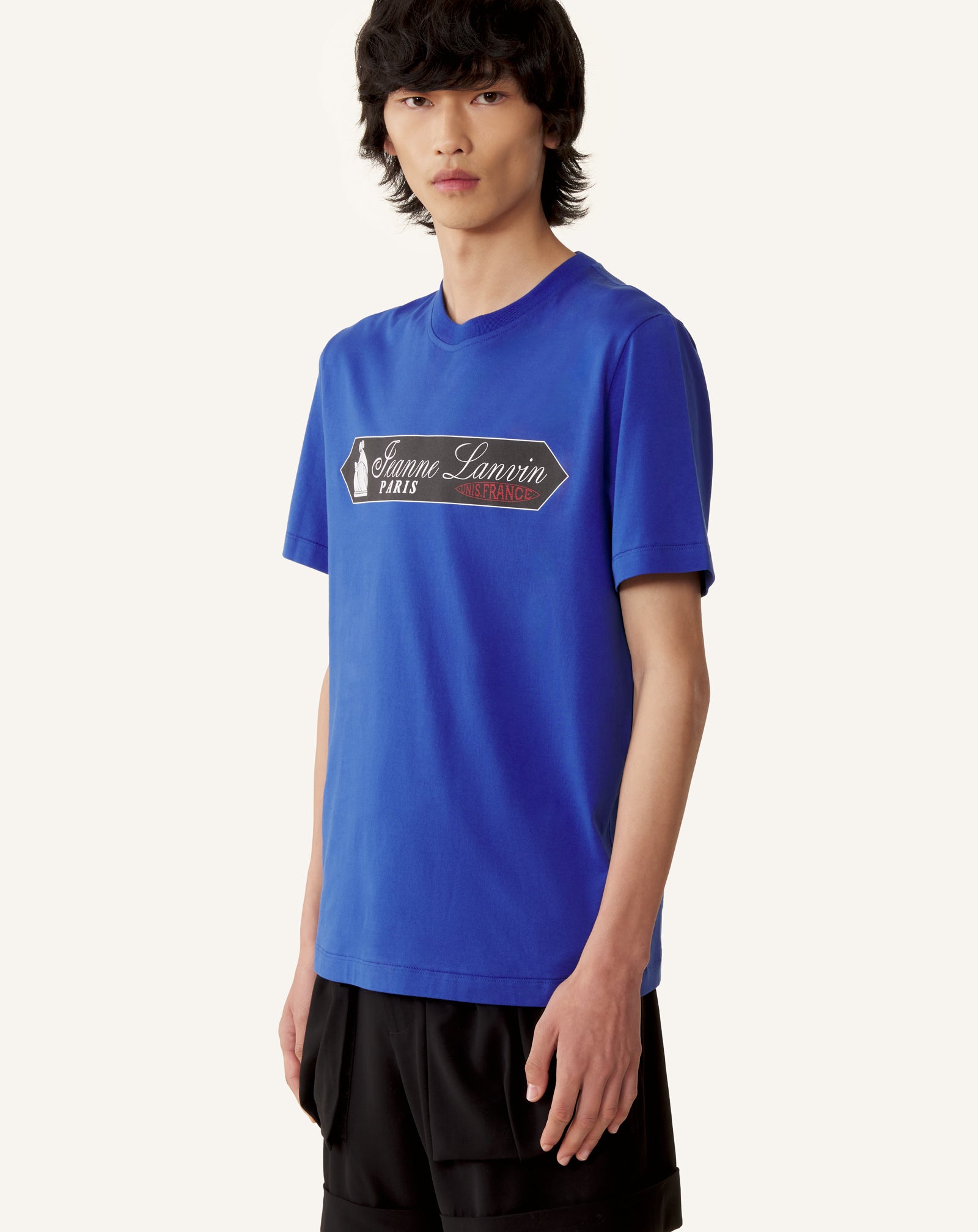 BLUE PRINTED LANVIN SIGNATURE LABEL T-SHIRT