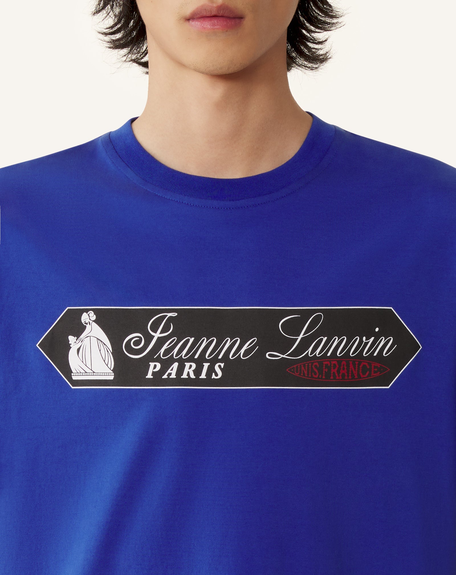 BLUE PRINTED LANVIN SIGNATURE LABEL T-SHIRT