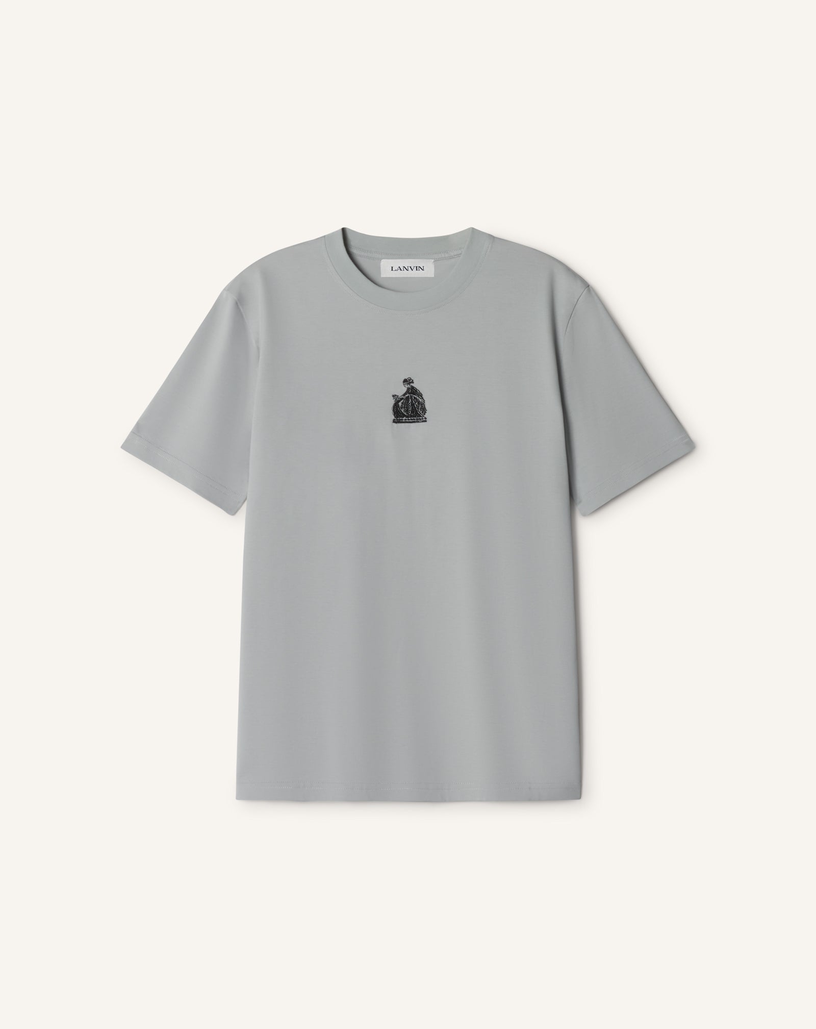 GREY MOTHER AND DAUGHTER EMBROIDERED COTTON JERSEY T-SHIRT