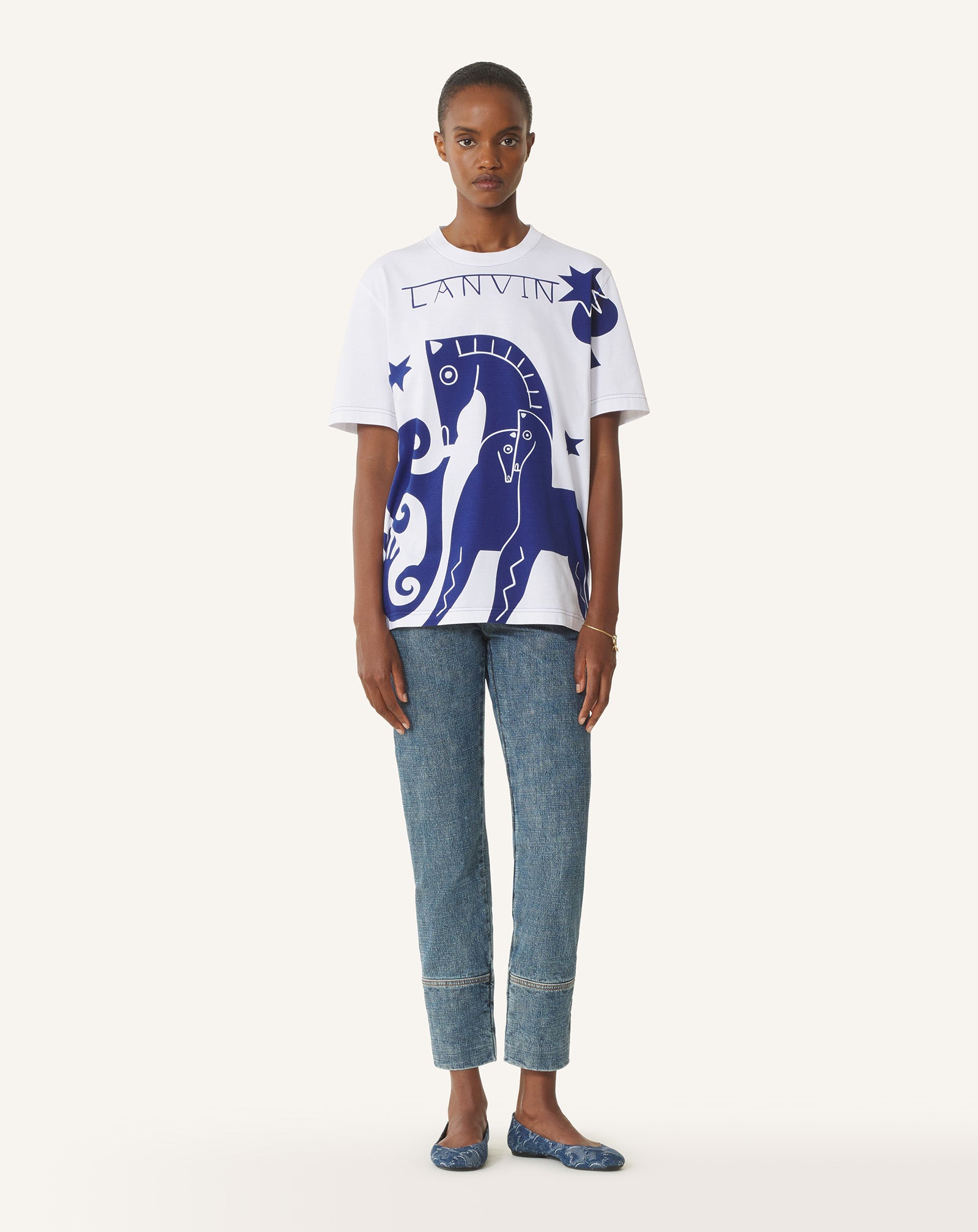 WHITE LUNAR YEAR PRINT T-SHIRT