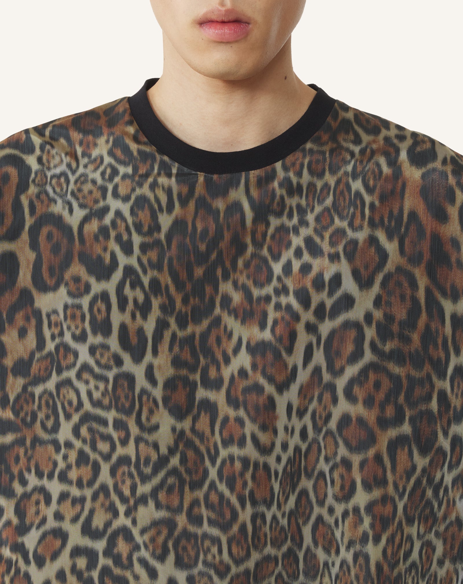 BLACK REVERSIBLE PRINTED T-SHIRT IN COTTON AND TAFFETA