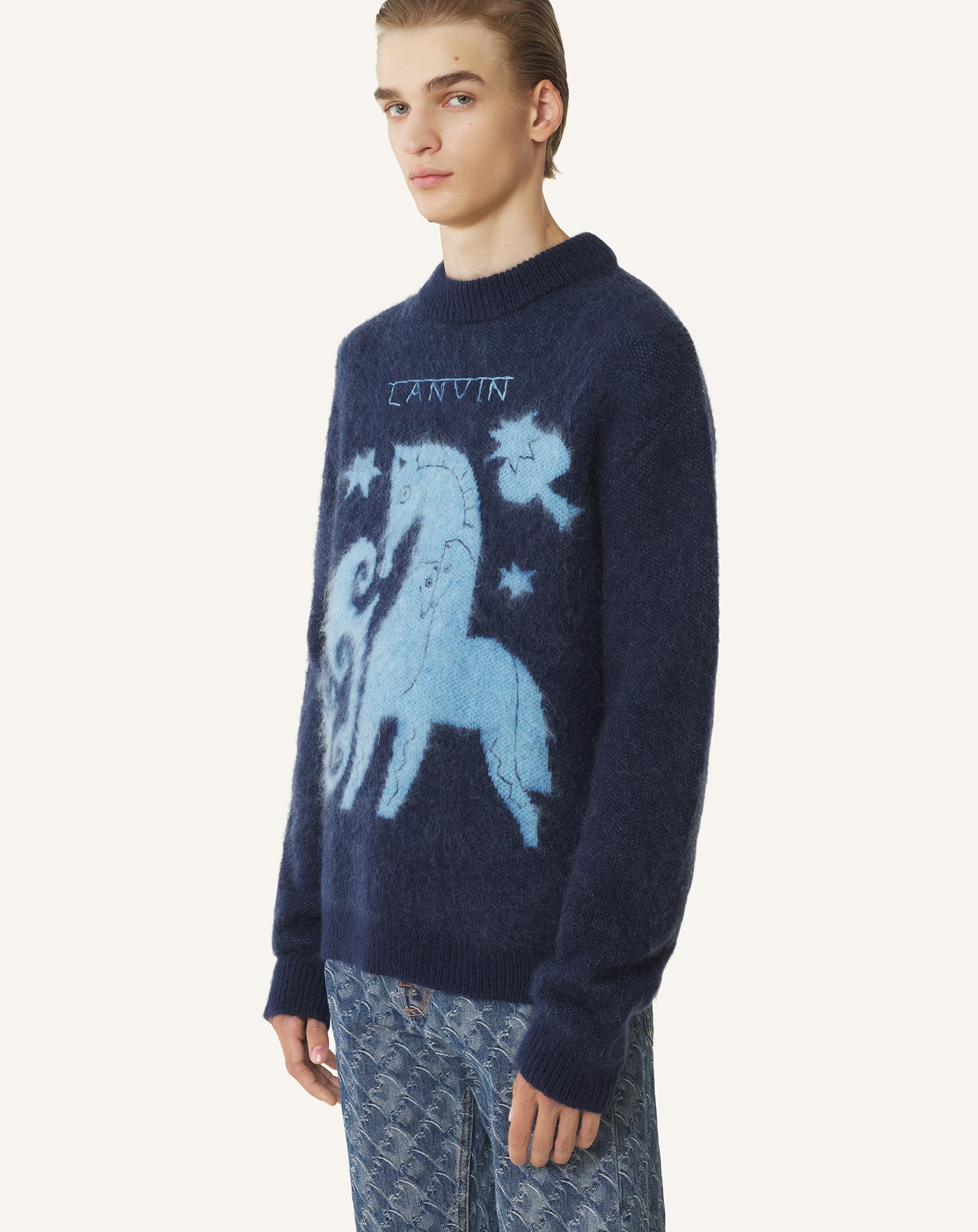 BLUE LUNAR YEAR JACQUARD MOHAIR SWEATER