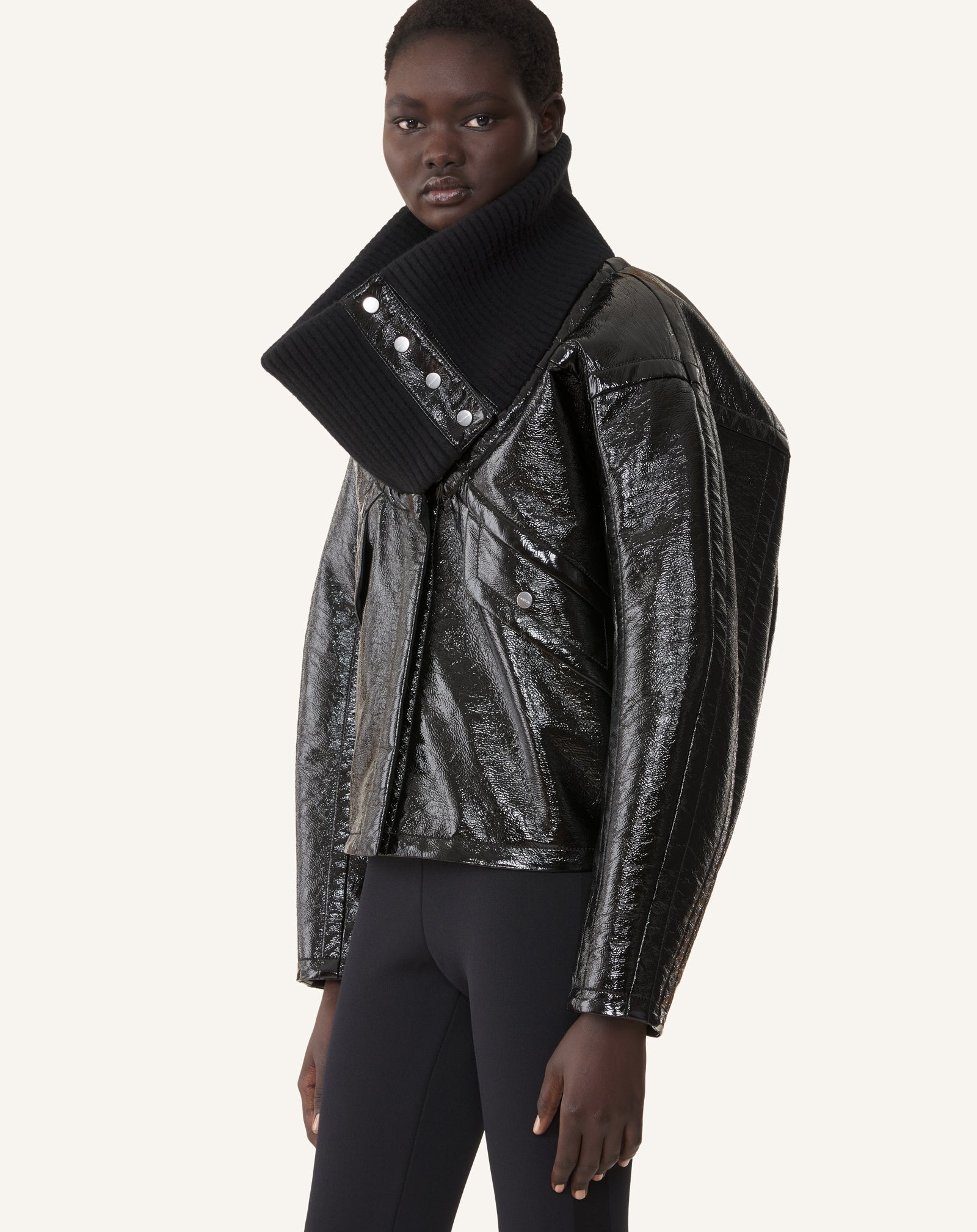 BLACK SHORT VINYL COAT