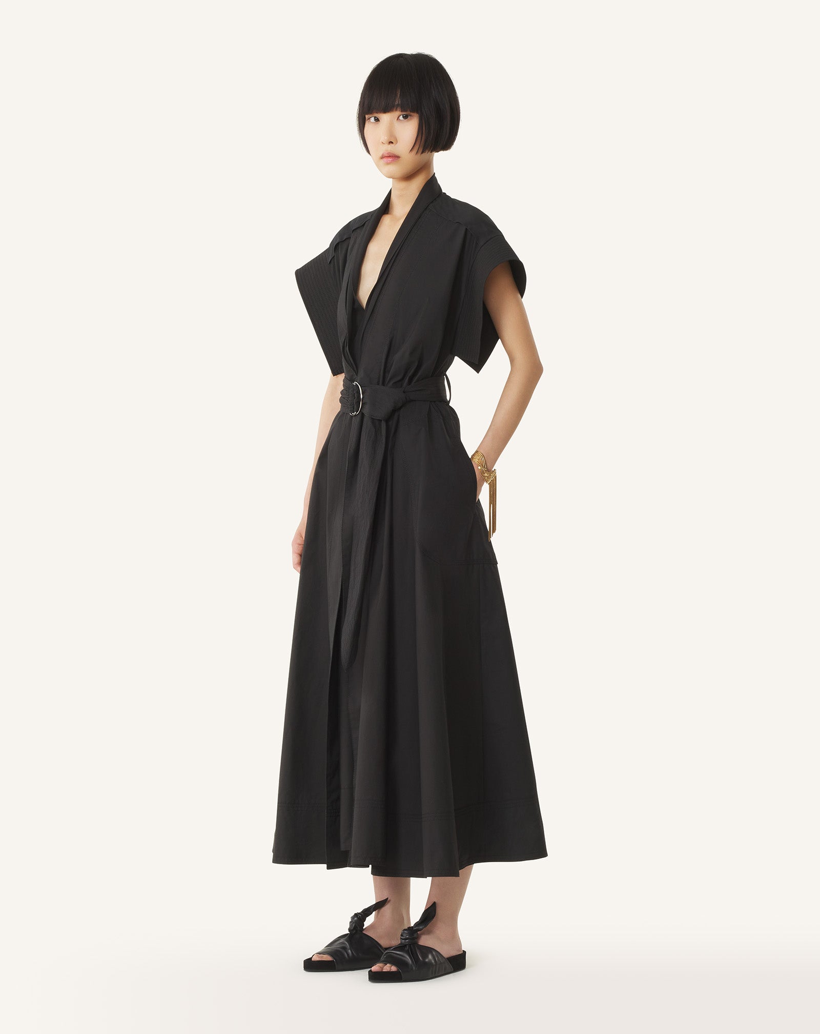FLARED DRESS IN COTTON POPLIN