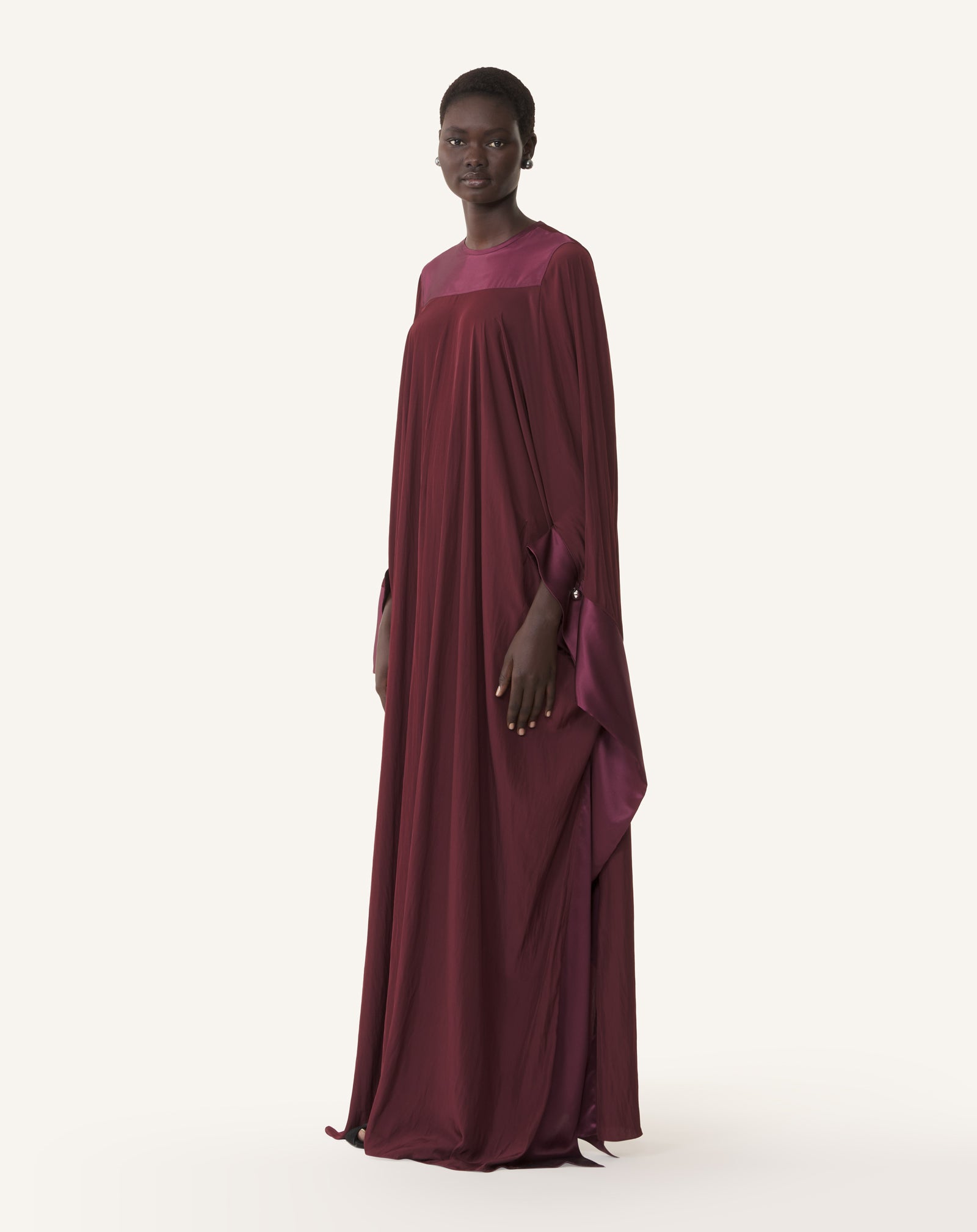 RED FULL-LENGTH CHARMEUSE DRESS